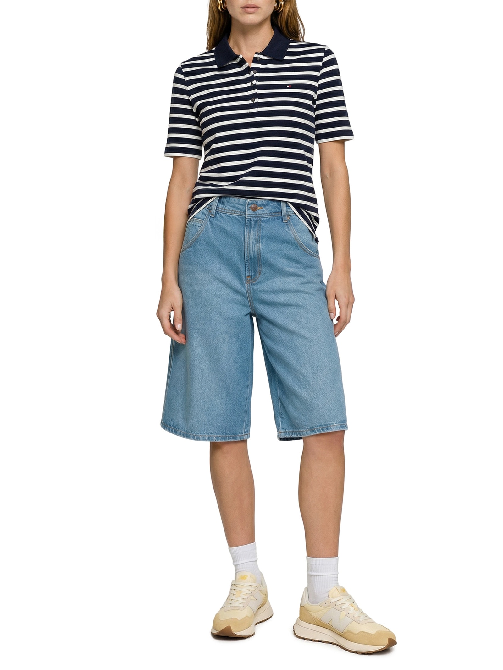 Pólo Feminina 1985 Regular Pique SS Azul Tommy Hilfiger