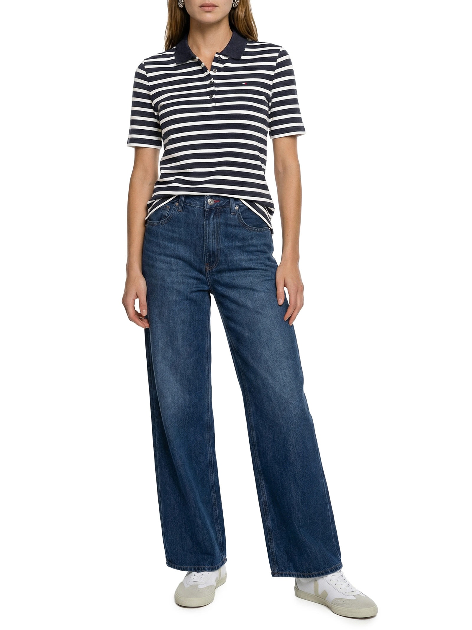 Pólo Feminina 1985 Regular Pique SS Azul Tommy Hilfiger