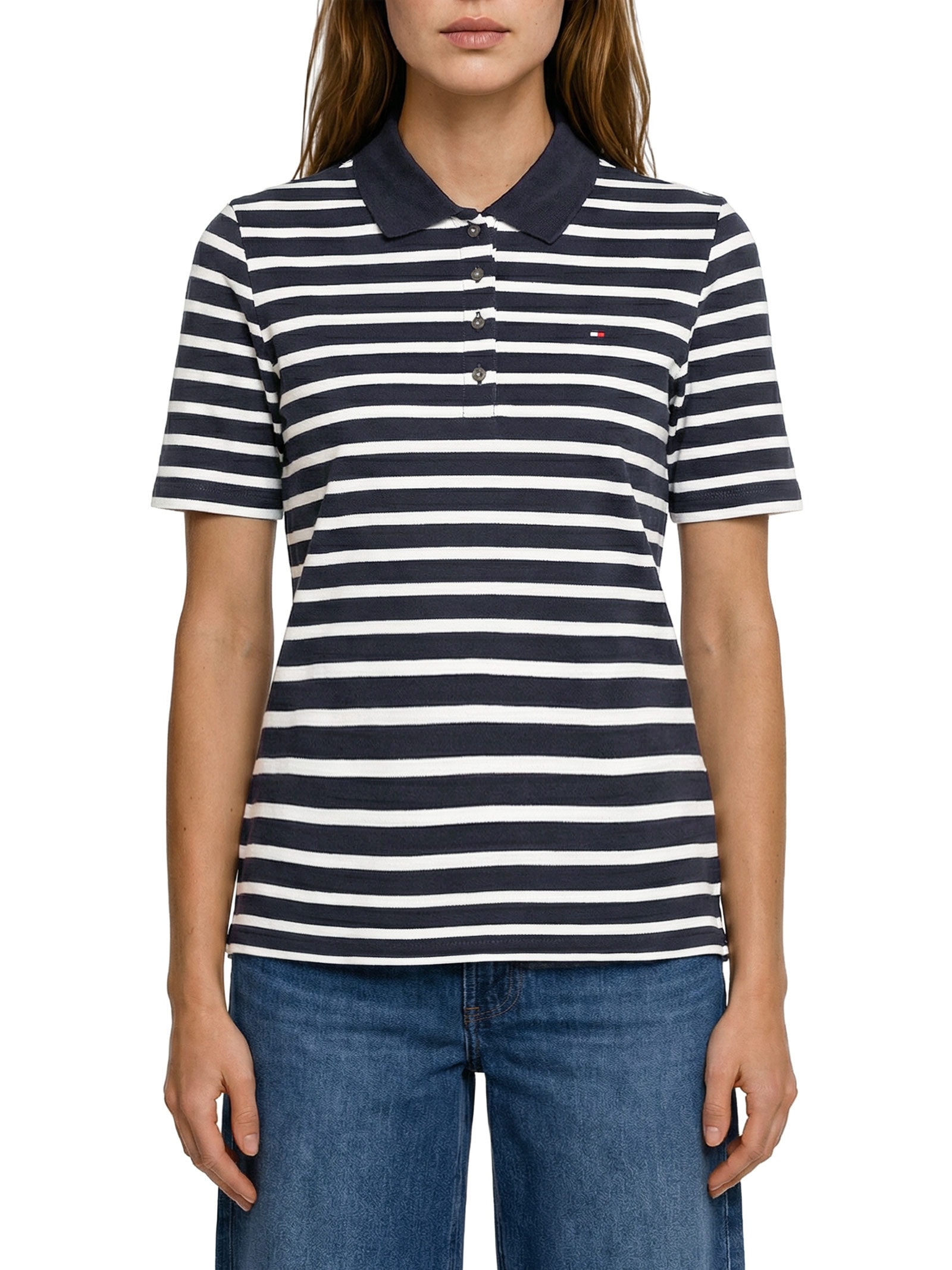 Pólo Feminina 1985 Regular Pique SS Azul Tommy Hilfiger