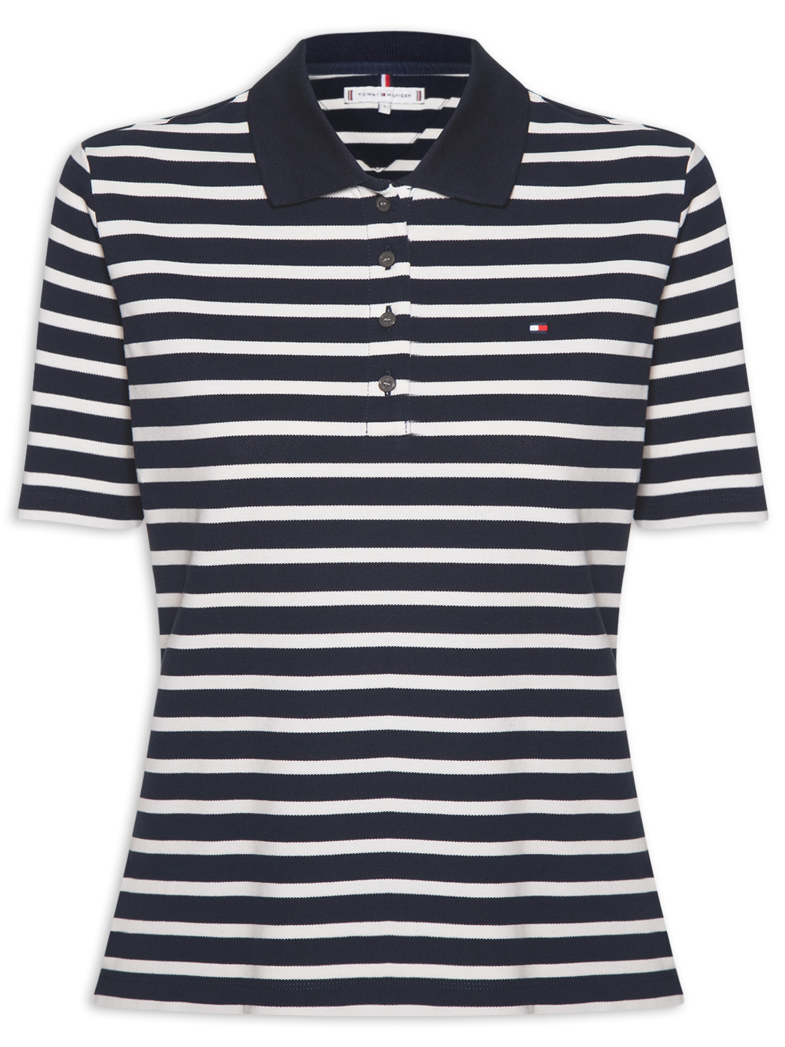 Pólo Feminina 1985 Regular Pique SS Azul Tommy Hilfiger