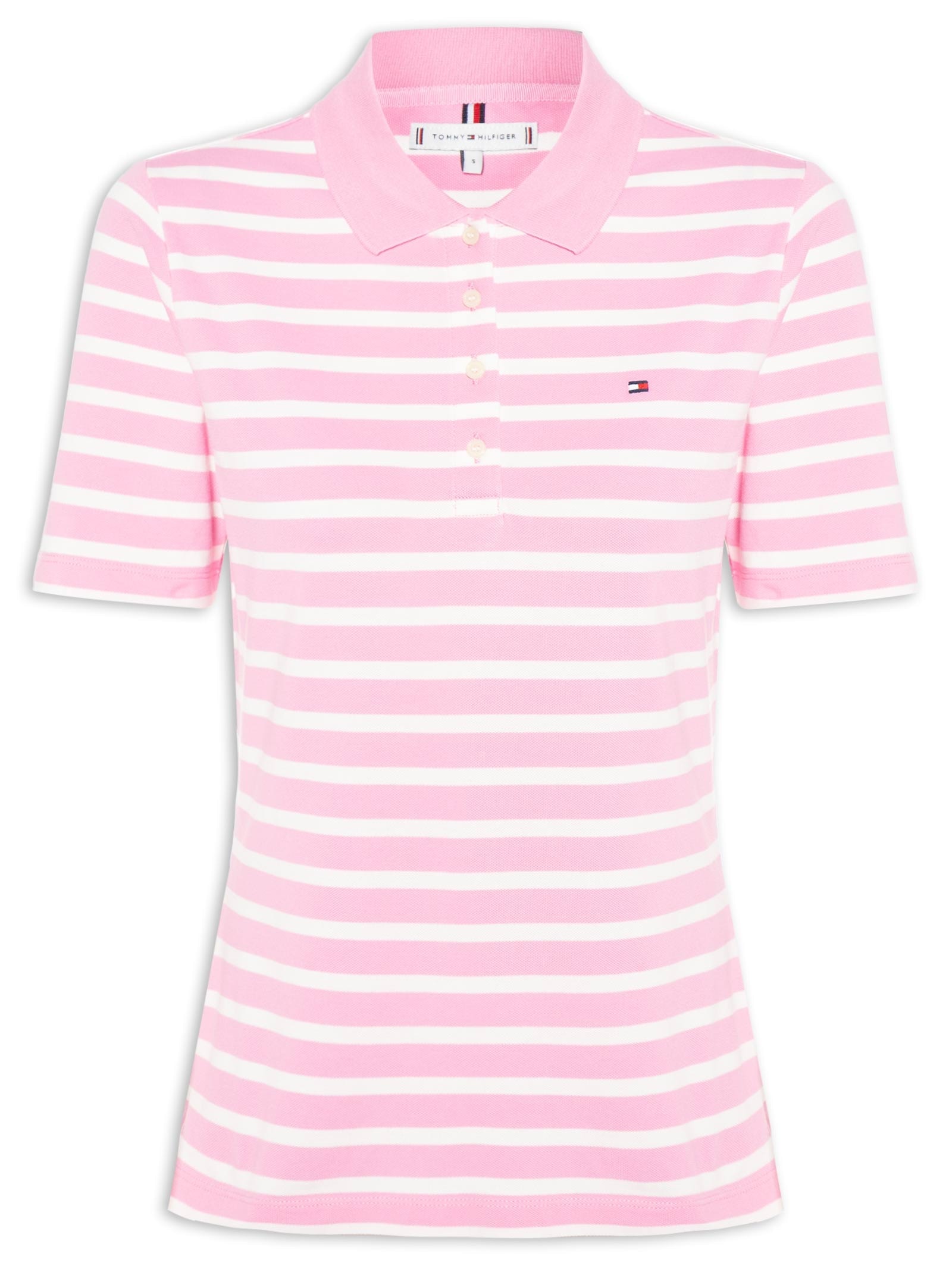 Pólo Feminina 1985 Regular Pique SS Rosa Tommy Hilfiger