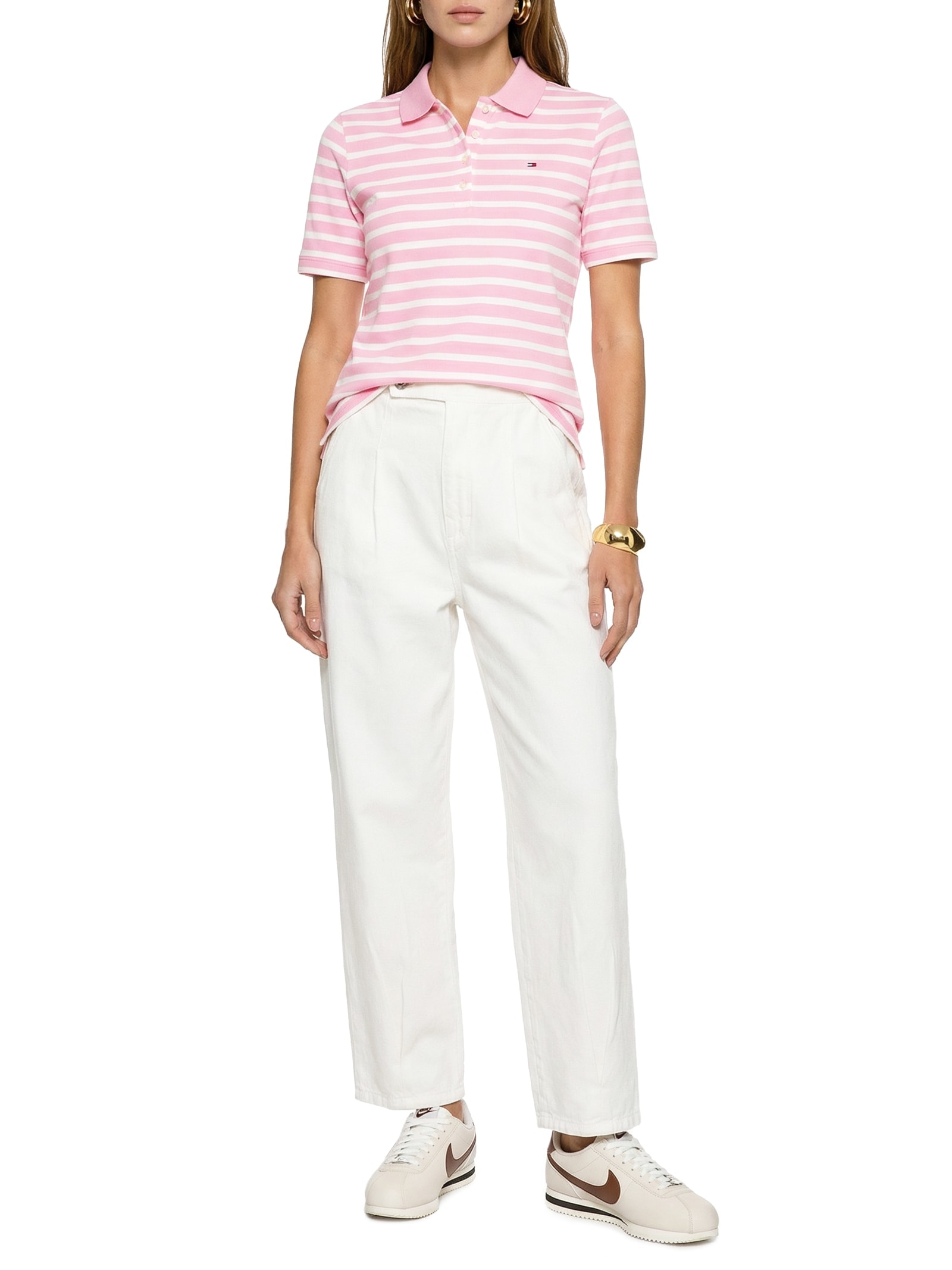 Pólo Feminina 1985 Regular Pique SS Rosa Tommy Hilfiger