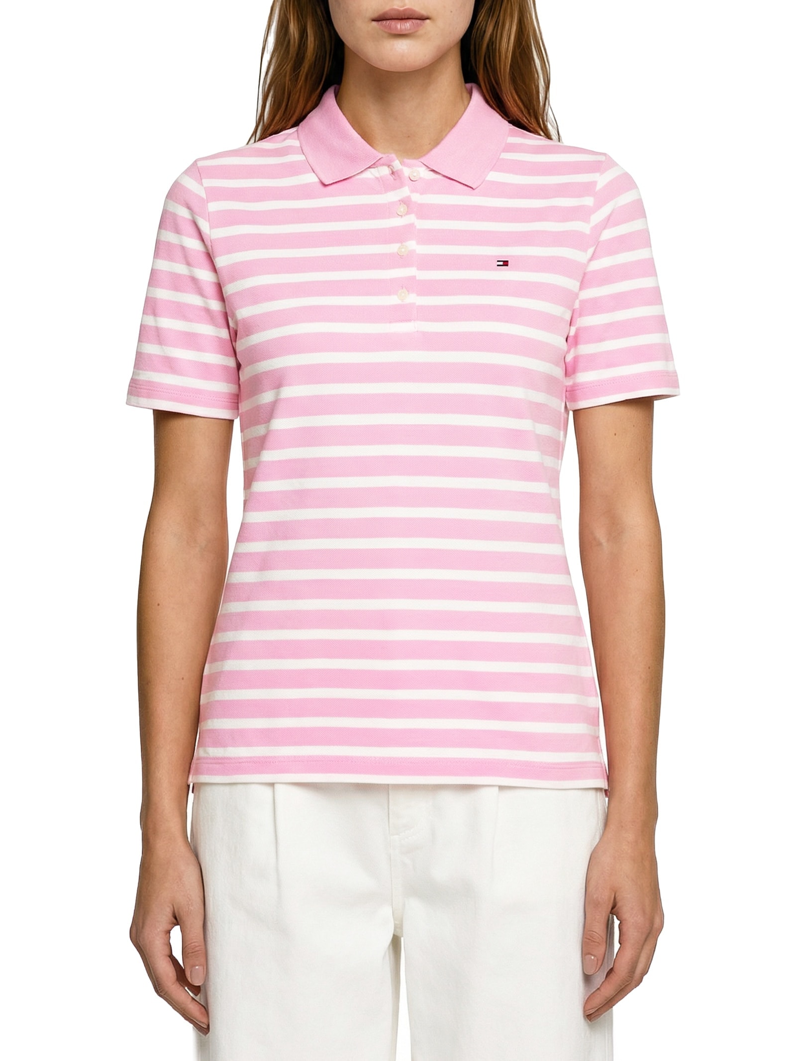 Pólo Feminina 1985 Regular Pique SS Rosa Tommy Hilfiger