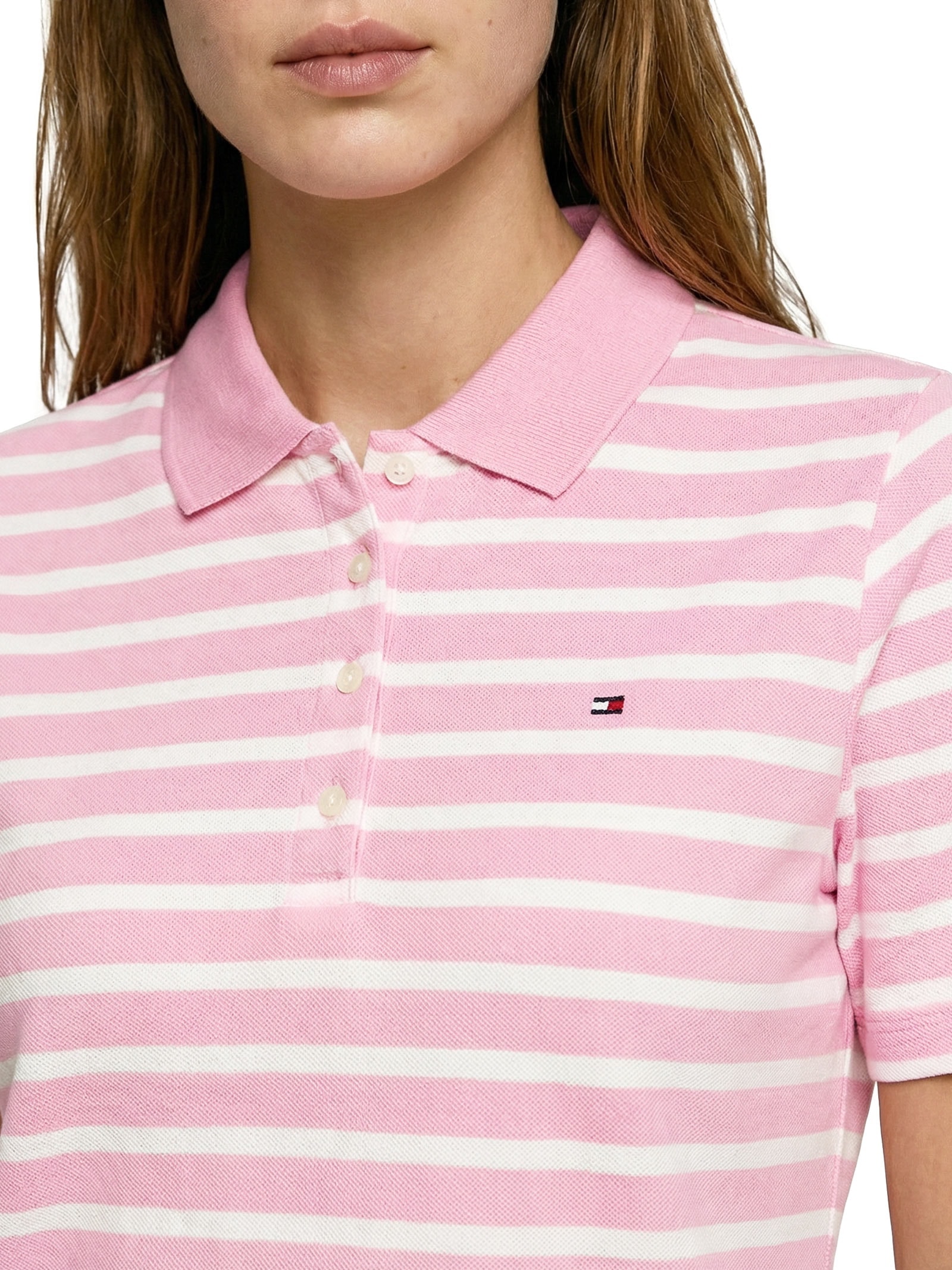Pólo Feminina 1985 Regular Pique SS Rosa Tommy Hilfiger