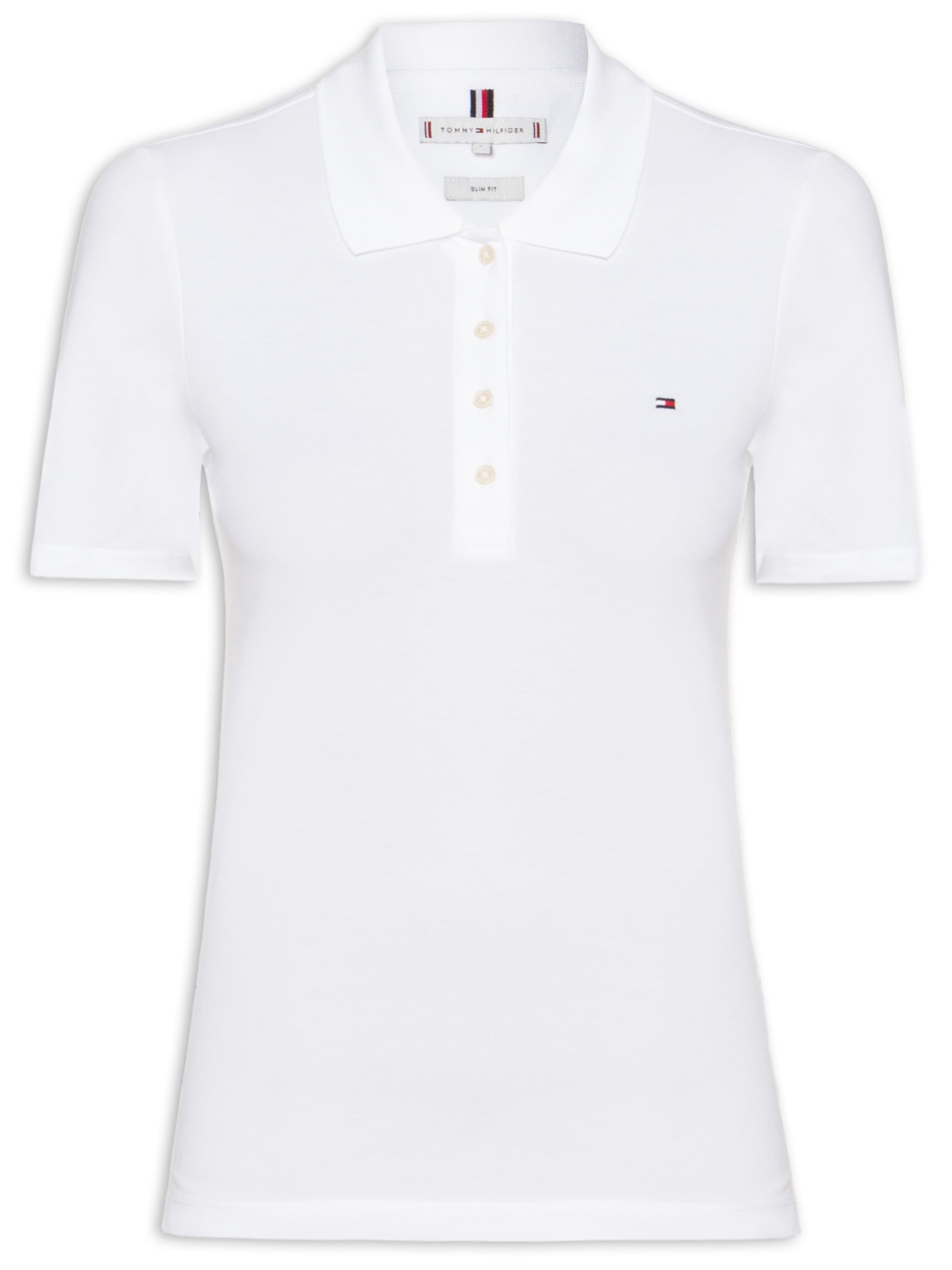 Polo Feminina 1985 Slim Piquet SS Branco Tommy Hilfiger