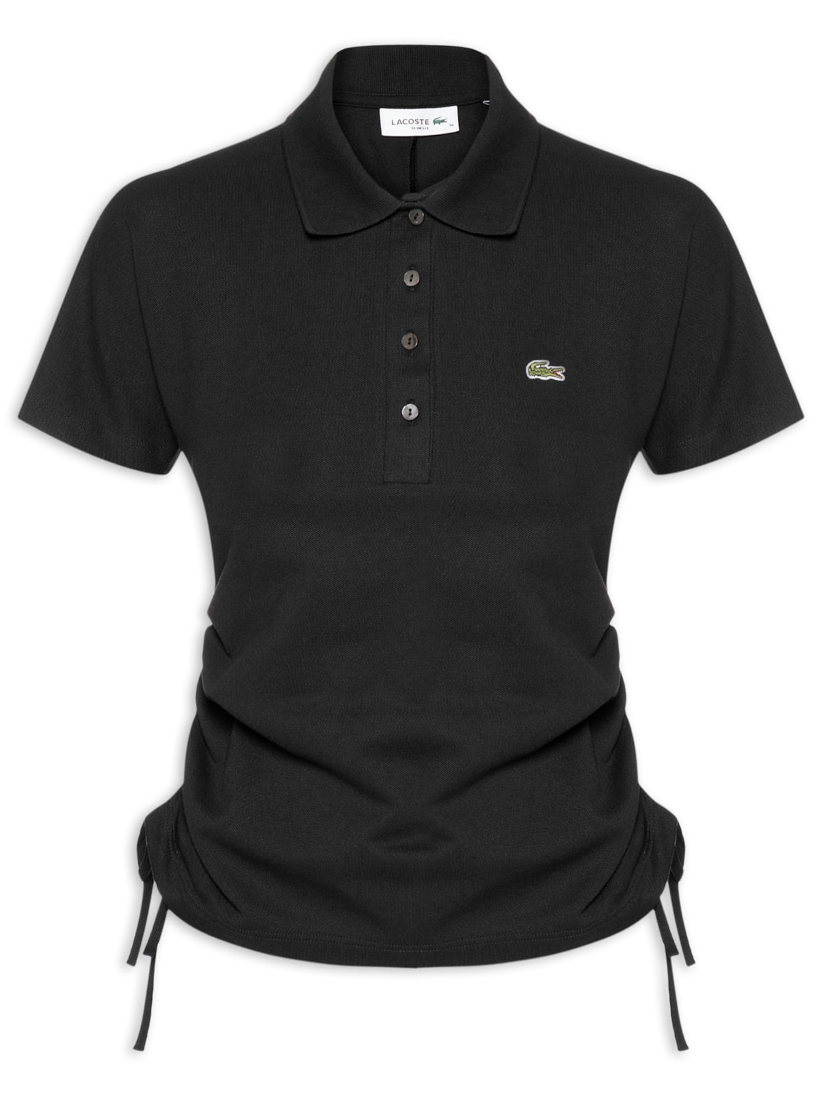 Polo Feminina Adjustable Piquet Corte Ajustado Preto Lacoste