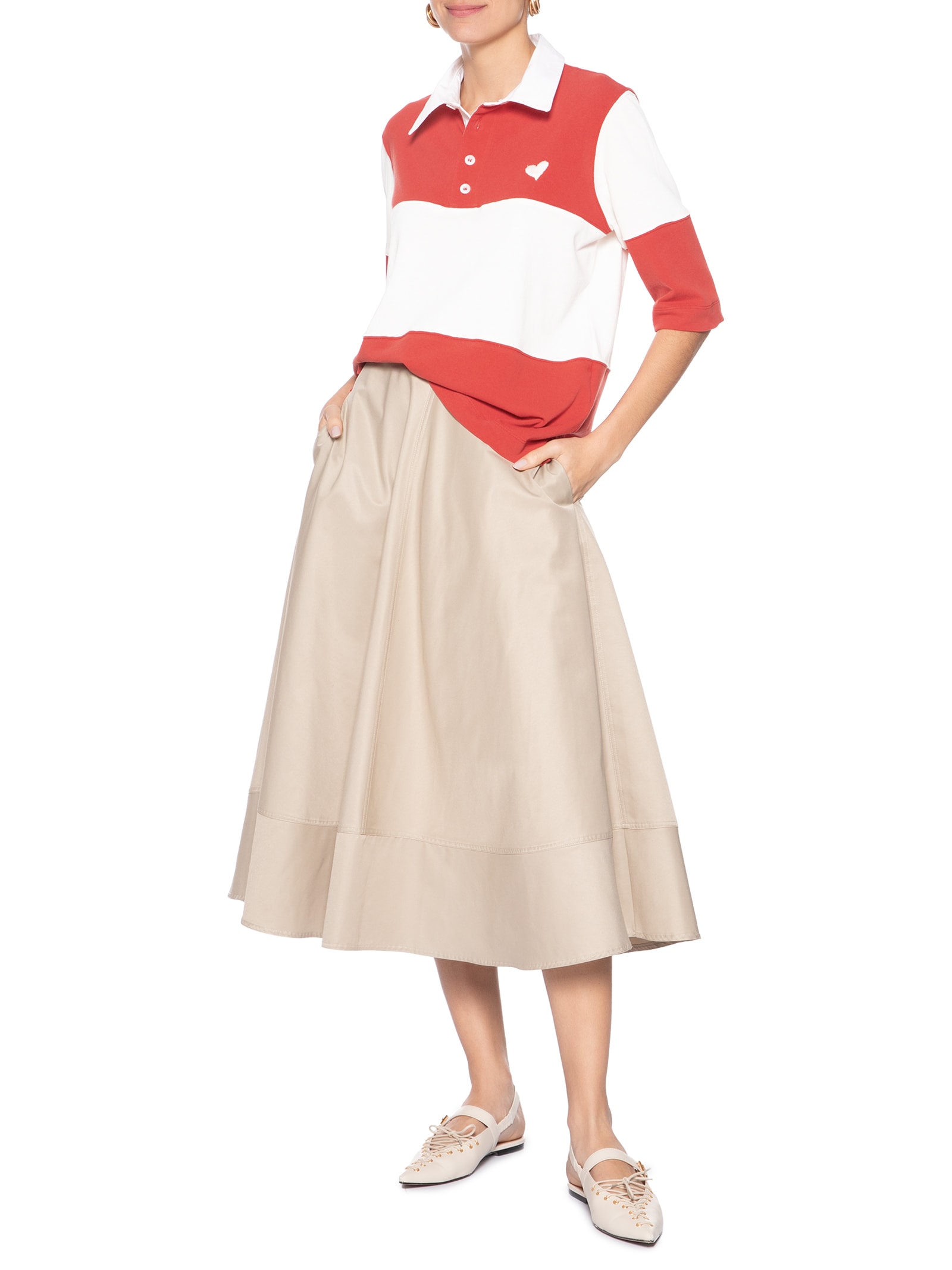 Polo Feminina Bicolor Vermelho J.chermann