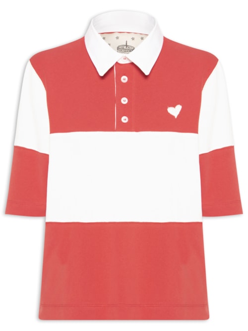Polo Feminina Bicolor – Vermelho
