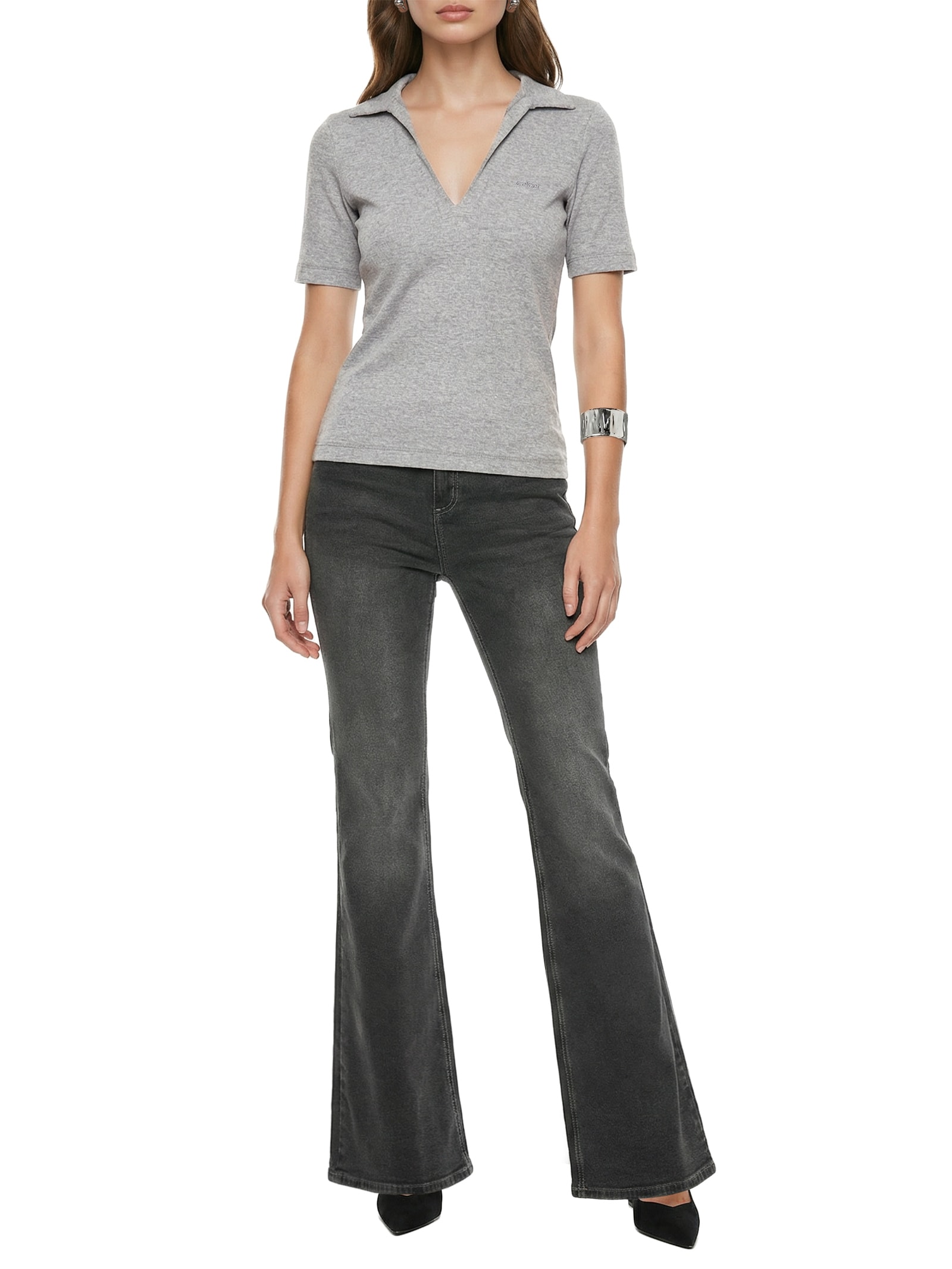 Polo Feminina Canelada Cinza Colcci