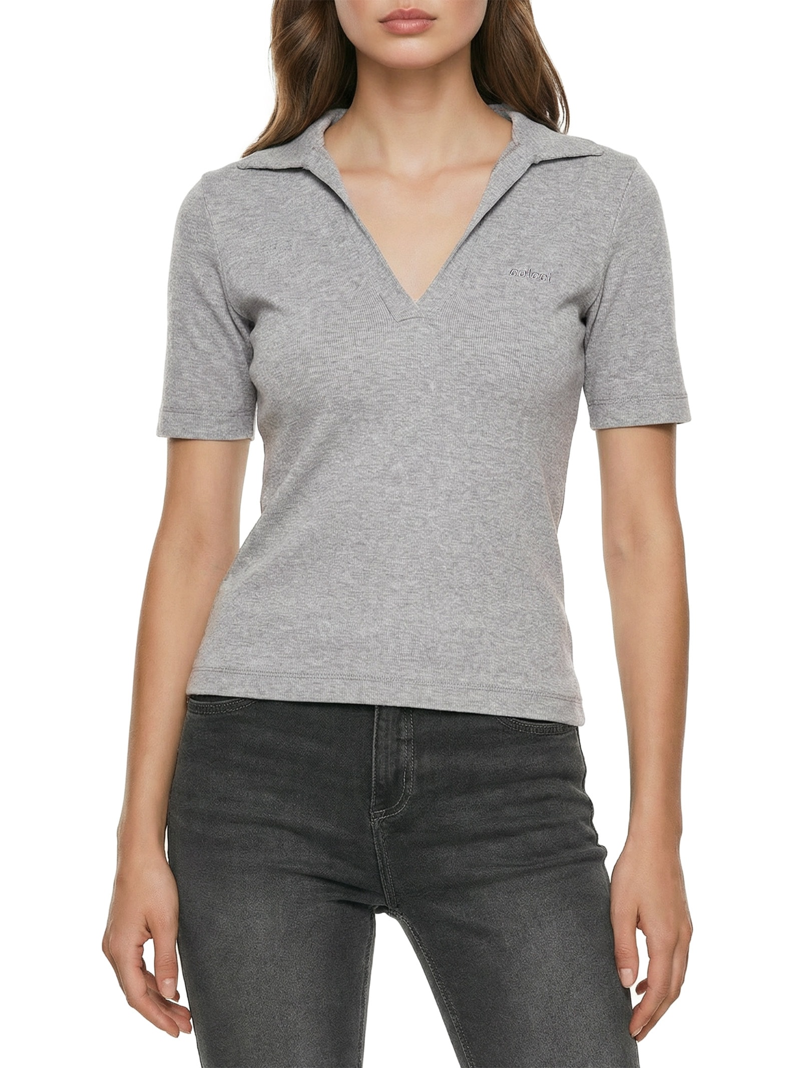 Polo Feminina Canelada Cinza Colcci