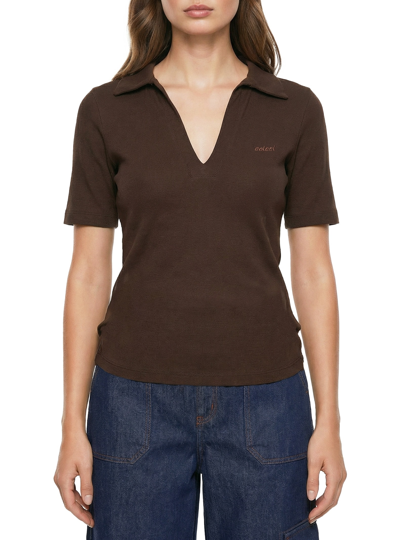 Polo Feminina Canelada Marrom Colcci