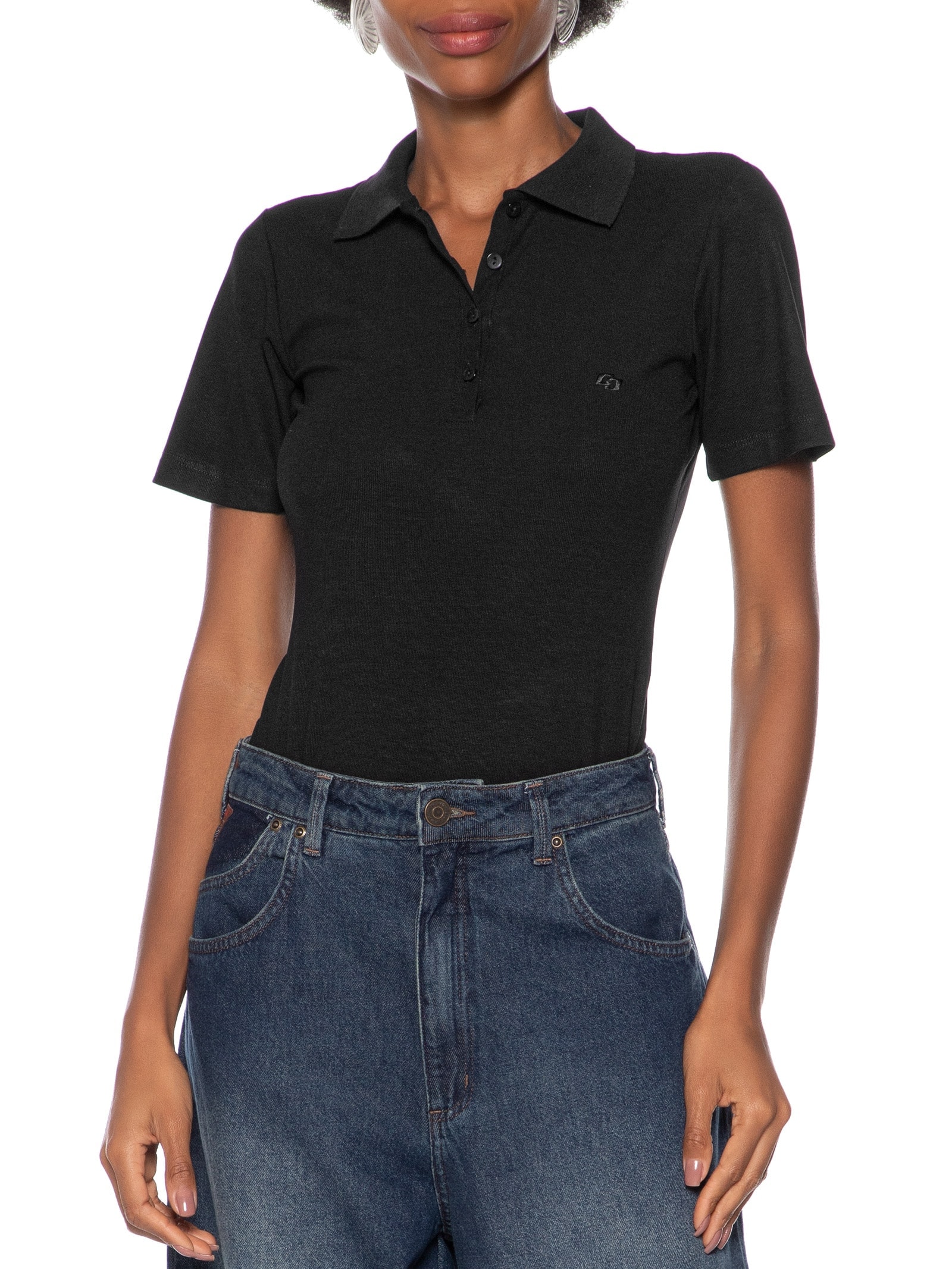 Polo Feminina Canelada Preto Colcci