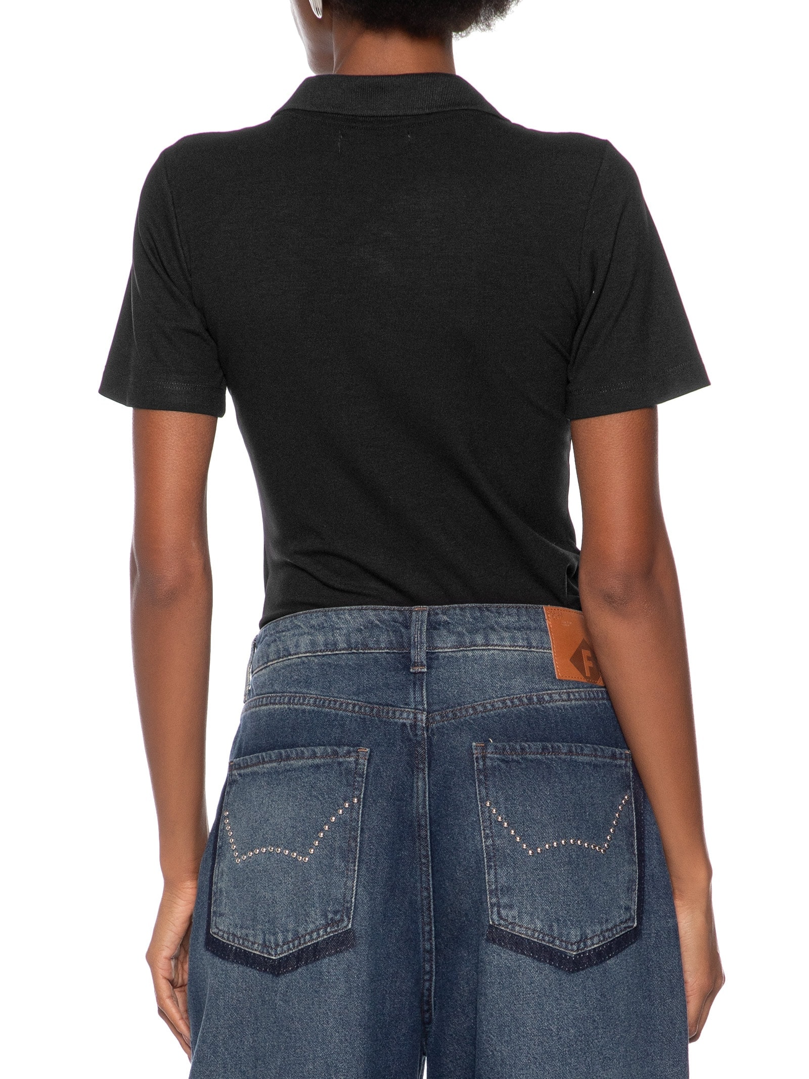 Polo Feminina Canelada Preto Colcci