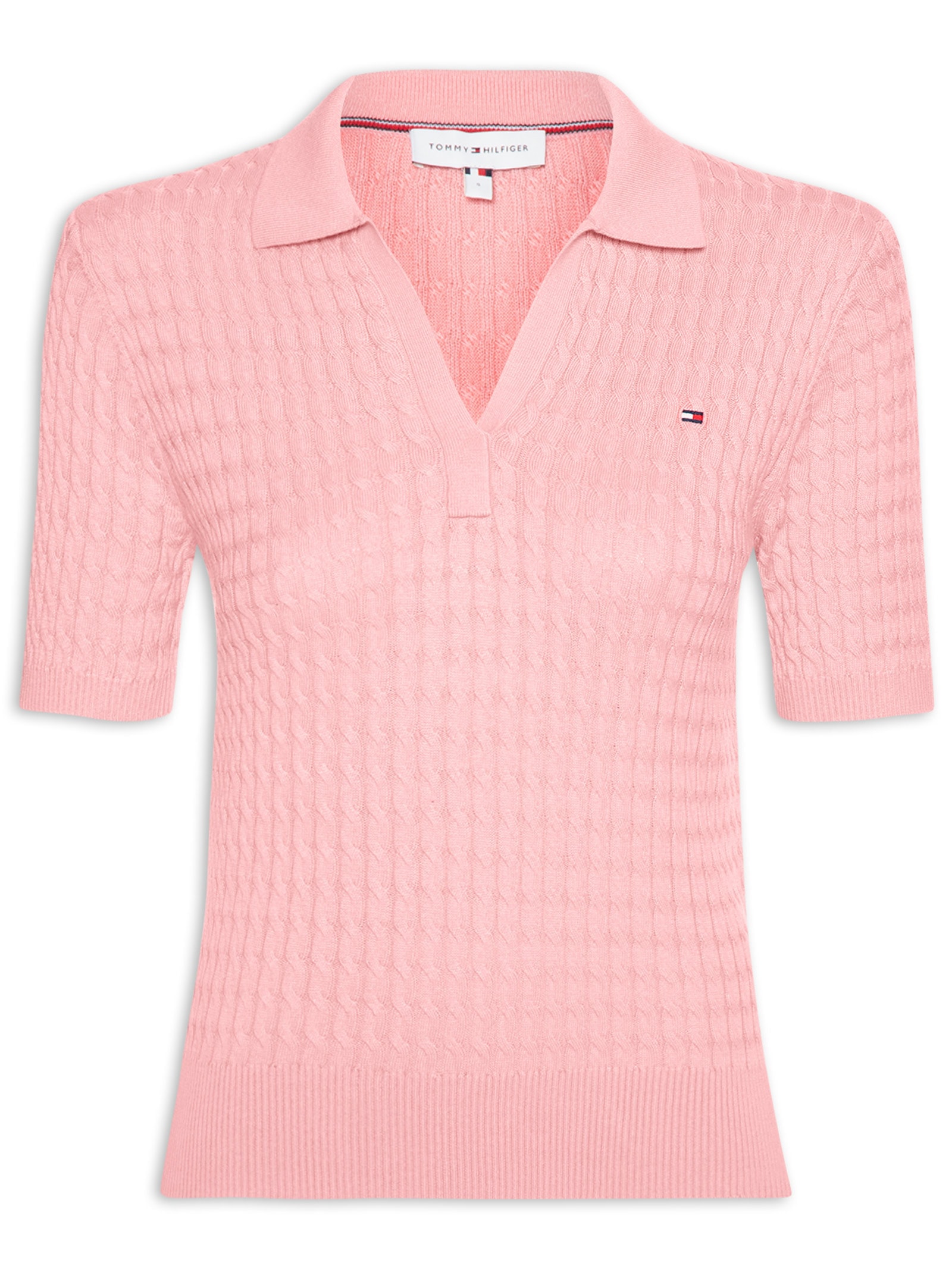 Polo Feminina Co Cable Fine GG Slm Rosa Tommy Hilfiger