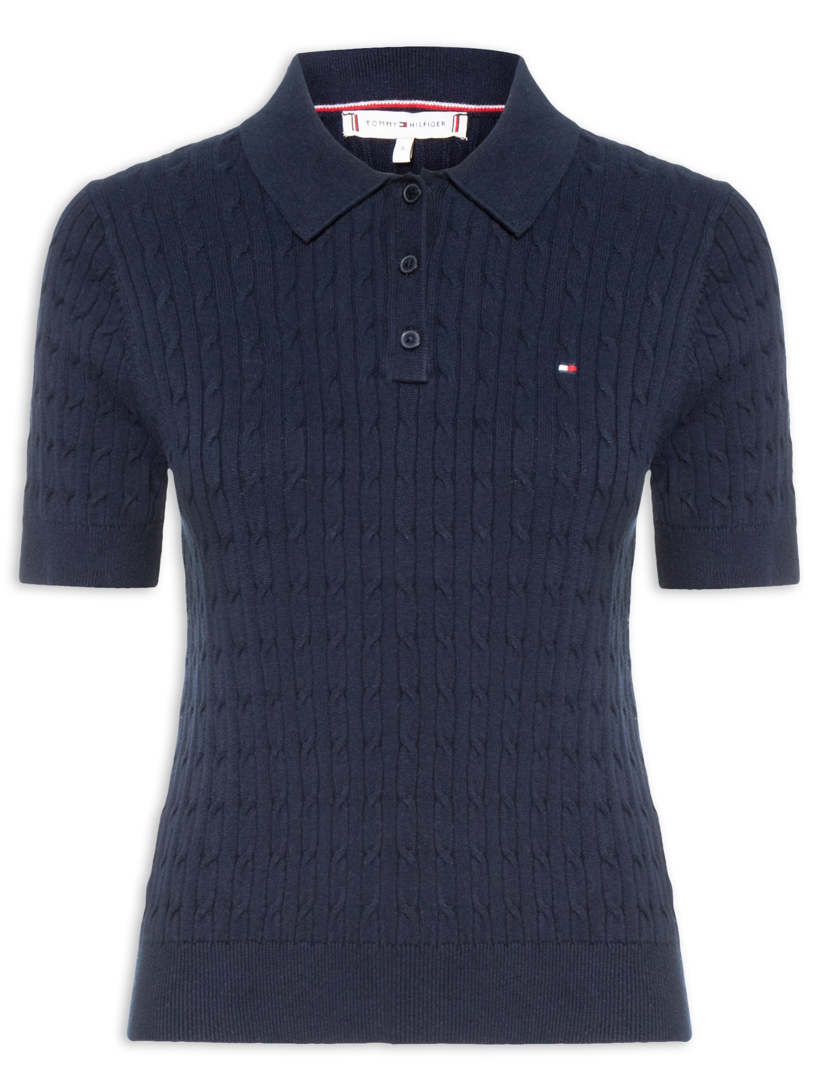 Polo Feminina Co Cable S/S NK Azul Tommy Hilfiger