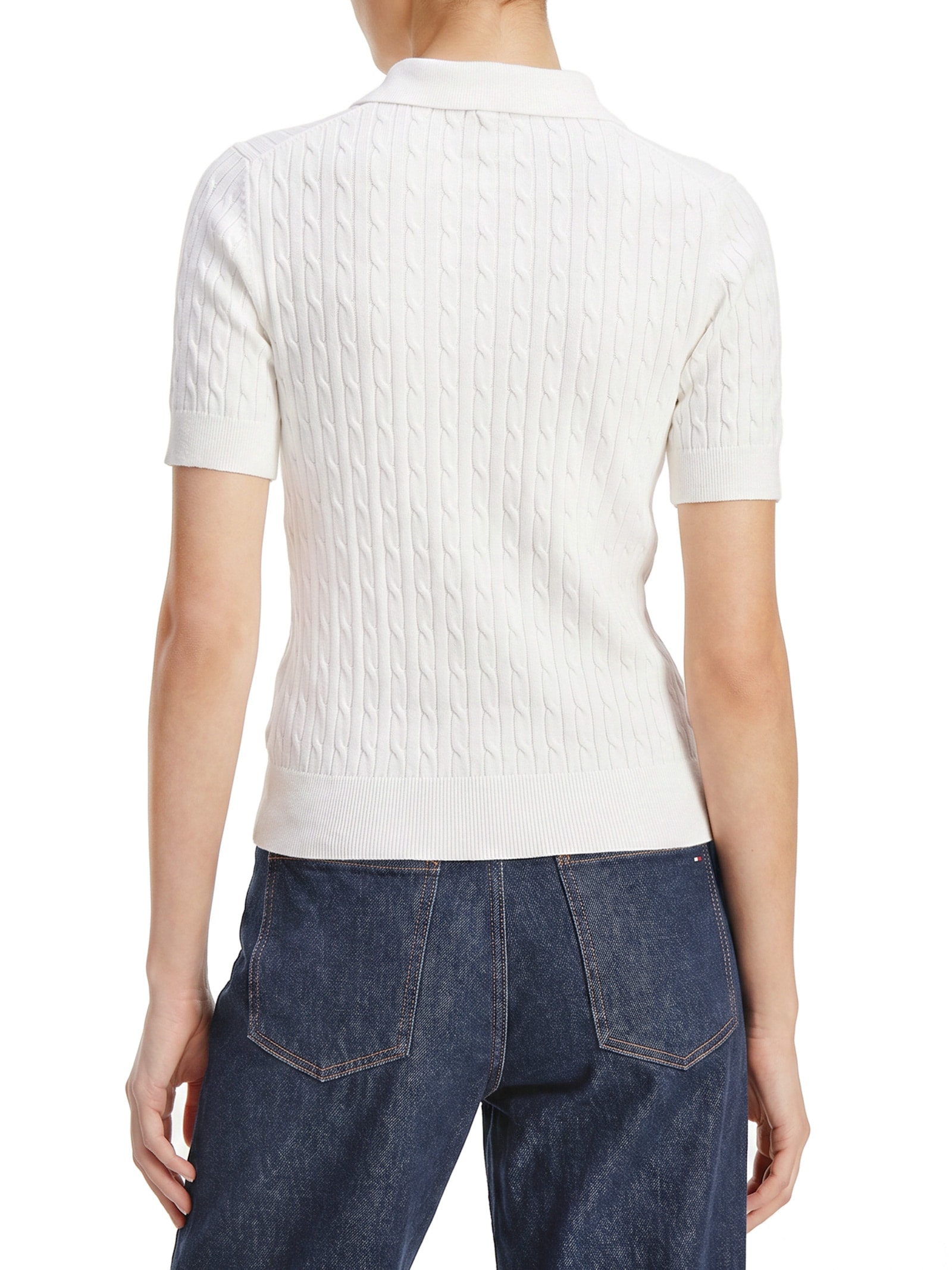Polo Feminina Co Cable S/S NK Branco Tommy Hilfiger