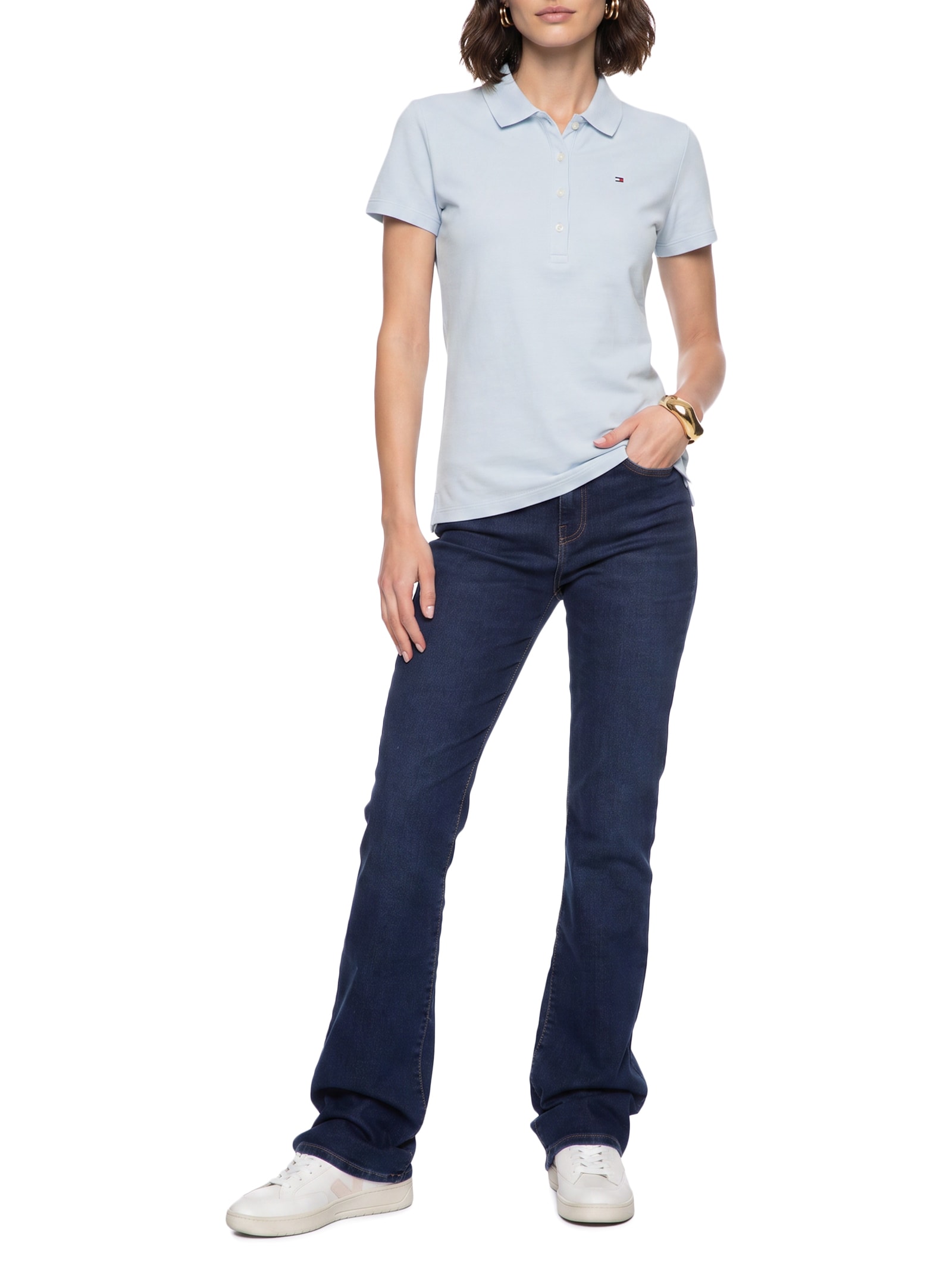 Polo Feminina Cotton Piquê Classic Azul Tommy Hilfiger