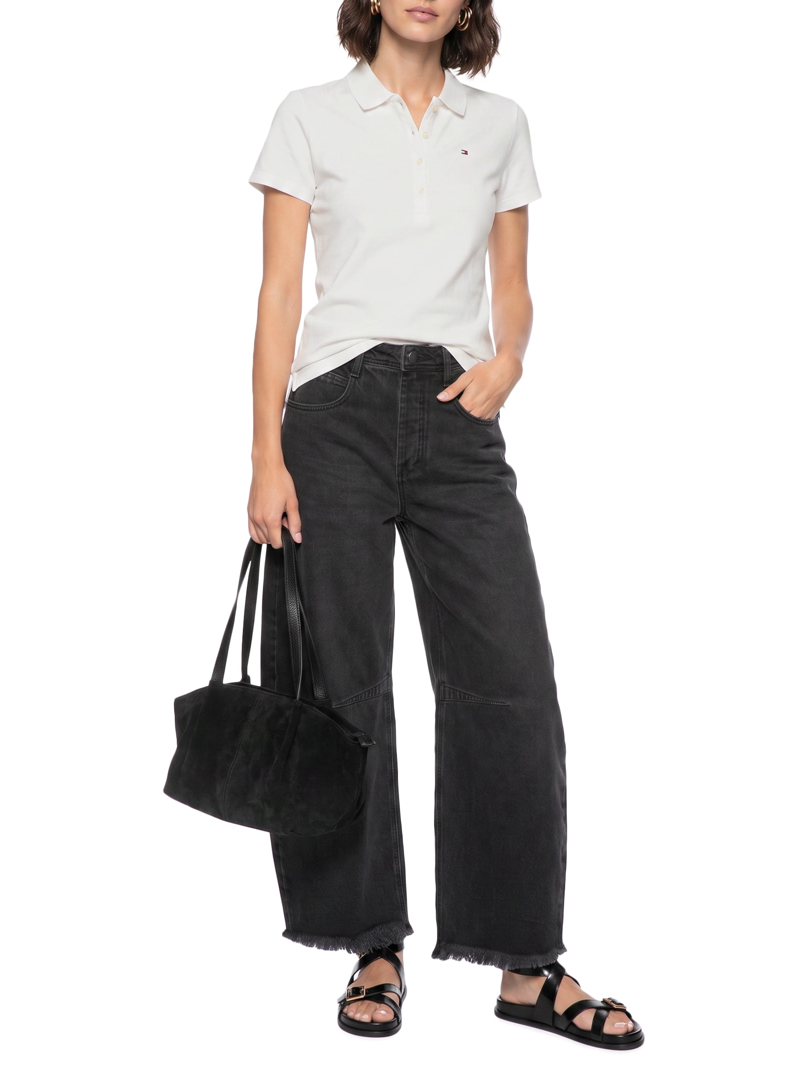 Polo Feminina Cotton Piquê Classic Branco Tommy Hilfiger