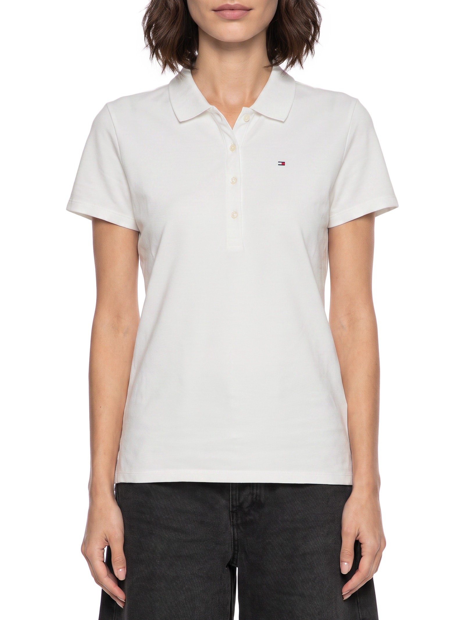 Polo Feminina Cotton Piquê Classic Branco Tommy Hilfiger