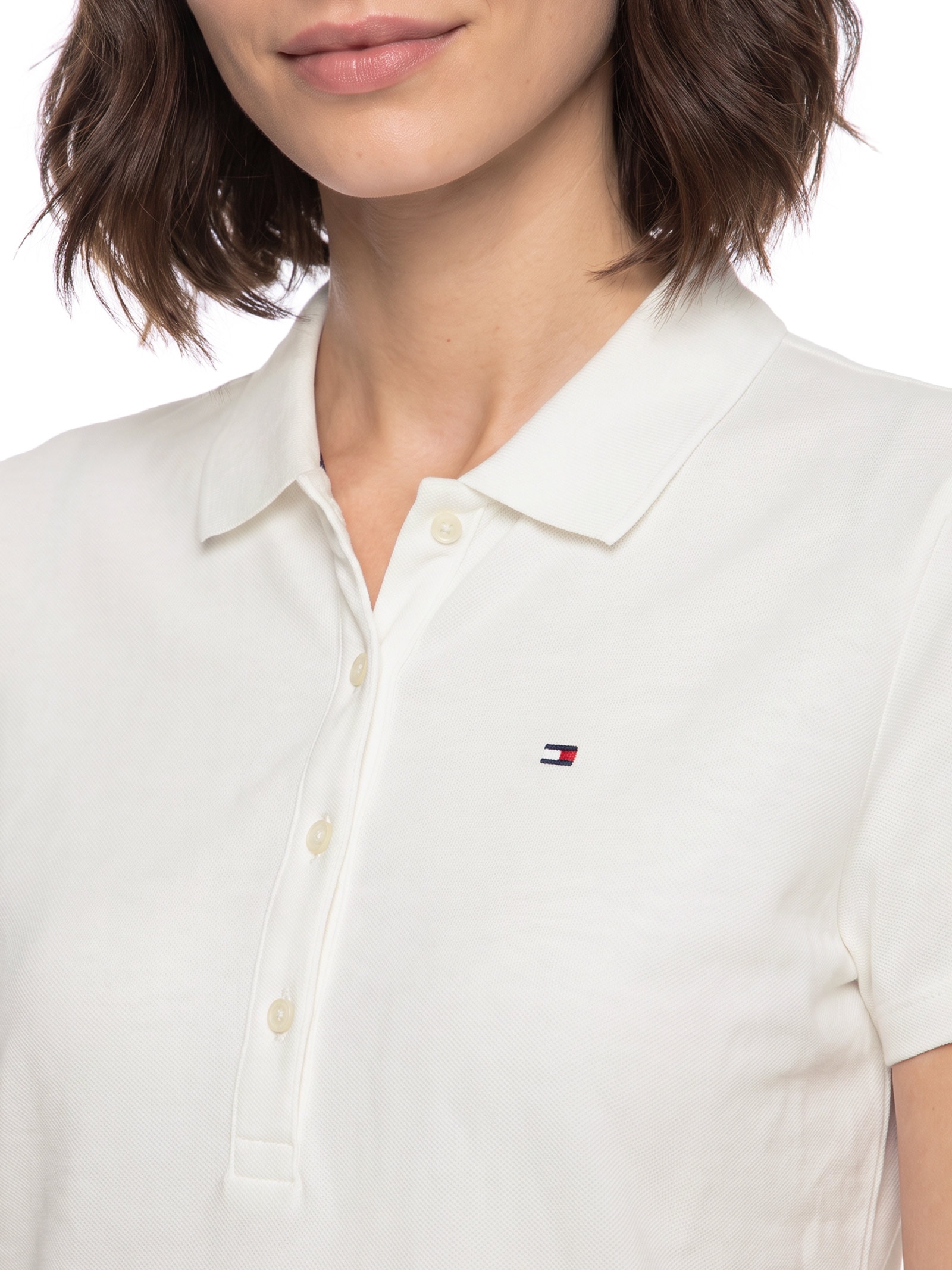 Polo Feminina Cotton Piquê Classic Branco Tommy Hilfiger