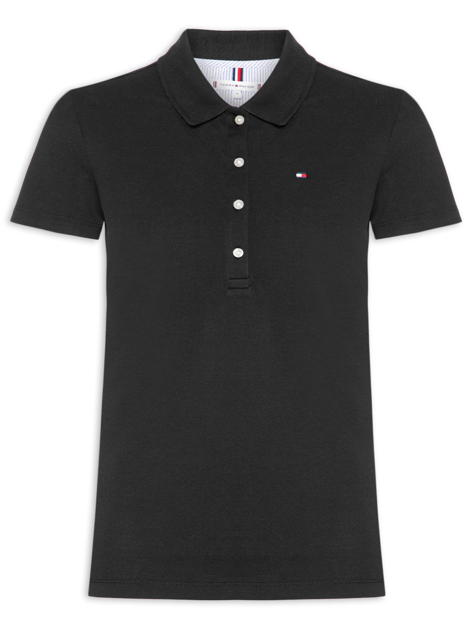 Polo Feminina Cotton Piquê Classic Preto Tommy Hilfiger