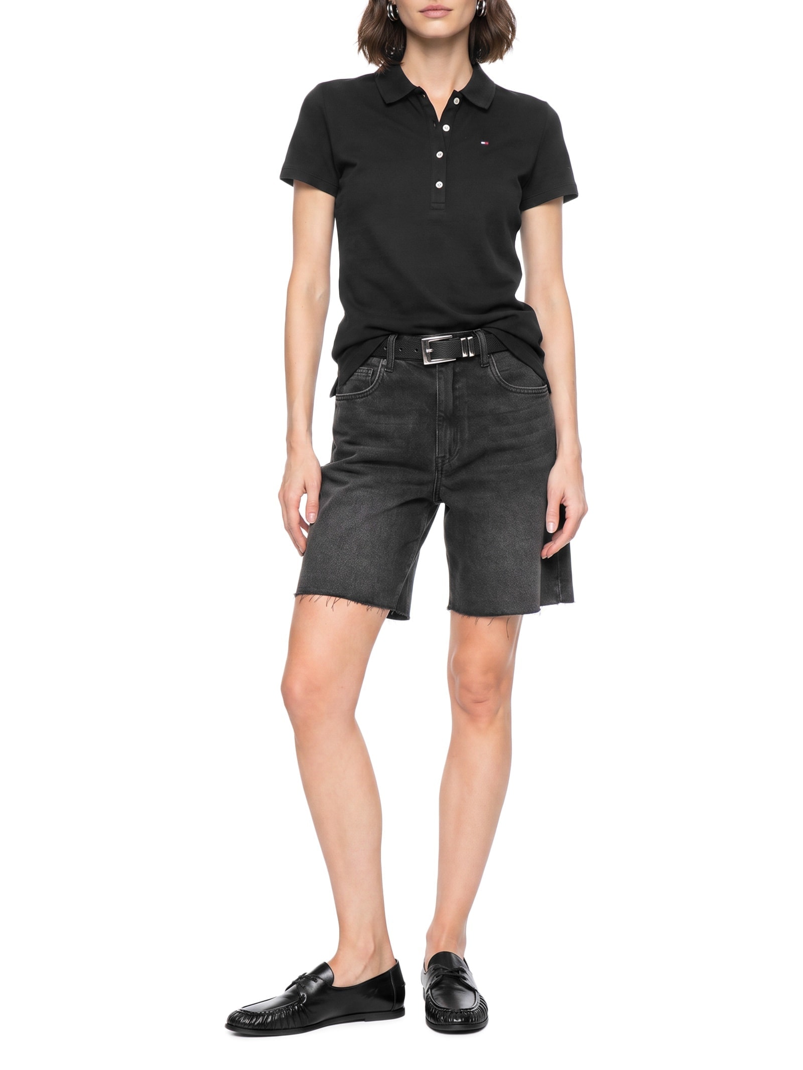Polo Feminina Cotton Piquê Classic Preto Tommy Hilfiger