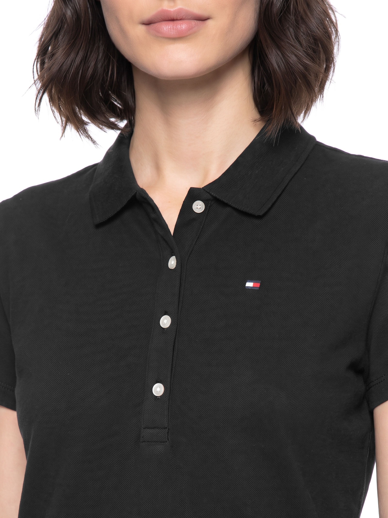 Polo Feminina Cotton Piquê Classic Preto Tommy Hilfiger