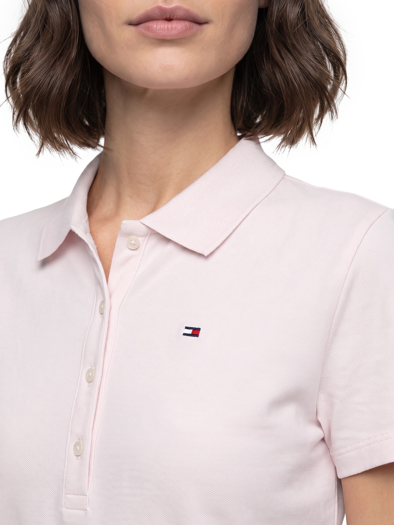 Polo Feminina Cotton Piquê Classic Rosa Tommy Hilfiger