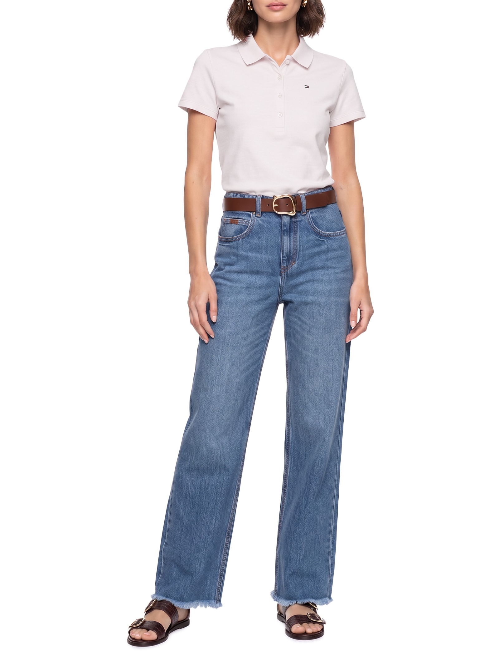 Polo Feminina Cotton Piquê Classic Rosa Tommy Hilfiger