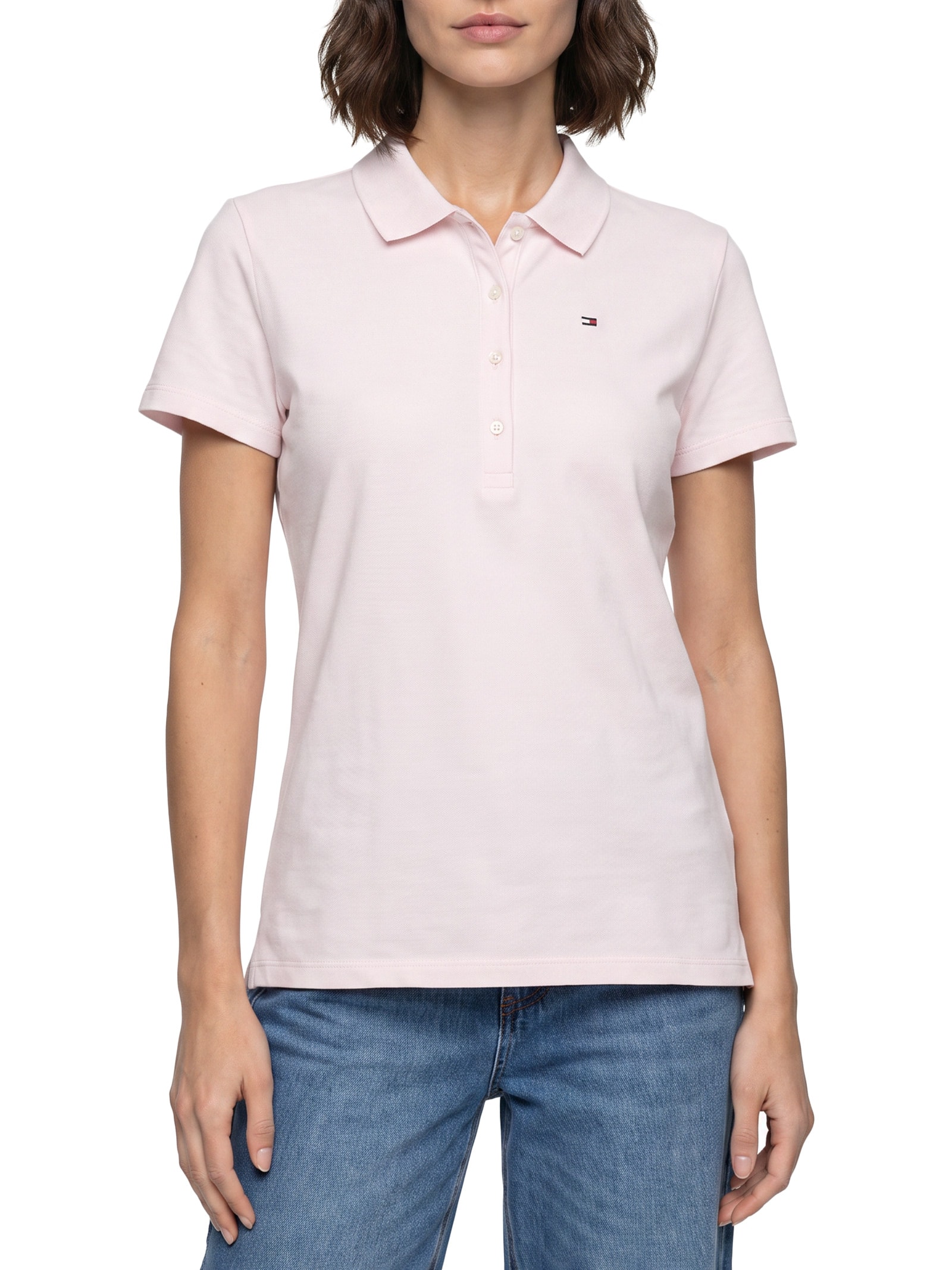 Polo Feminina Cotton Piquê Classic Rosa Tommy Hilfiger