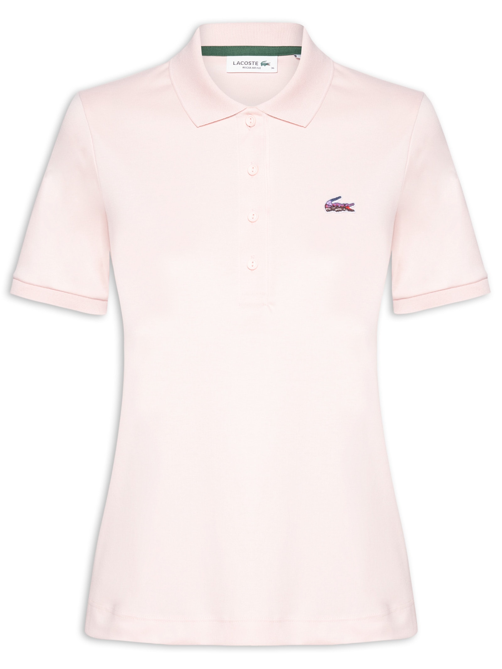 Polo Feminina Croco Bordada Metálico Rosa Lacoste