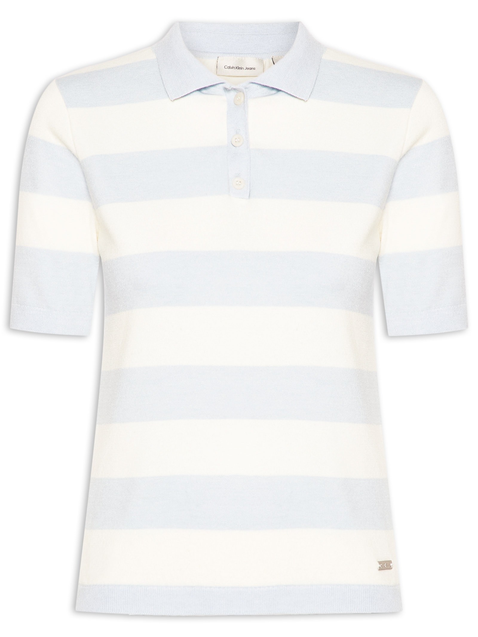 Polo Feminina De Tricot Listrada Off White Calvin Klein Jeans