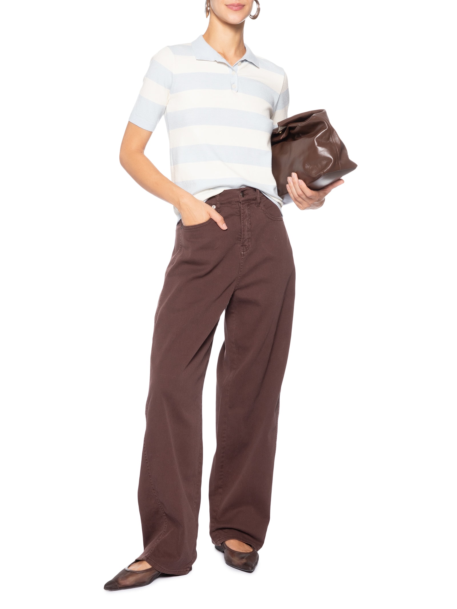 Polo Feminina De Tricot Listrada Off White Calvin Klein Jeans