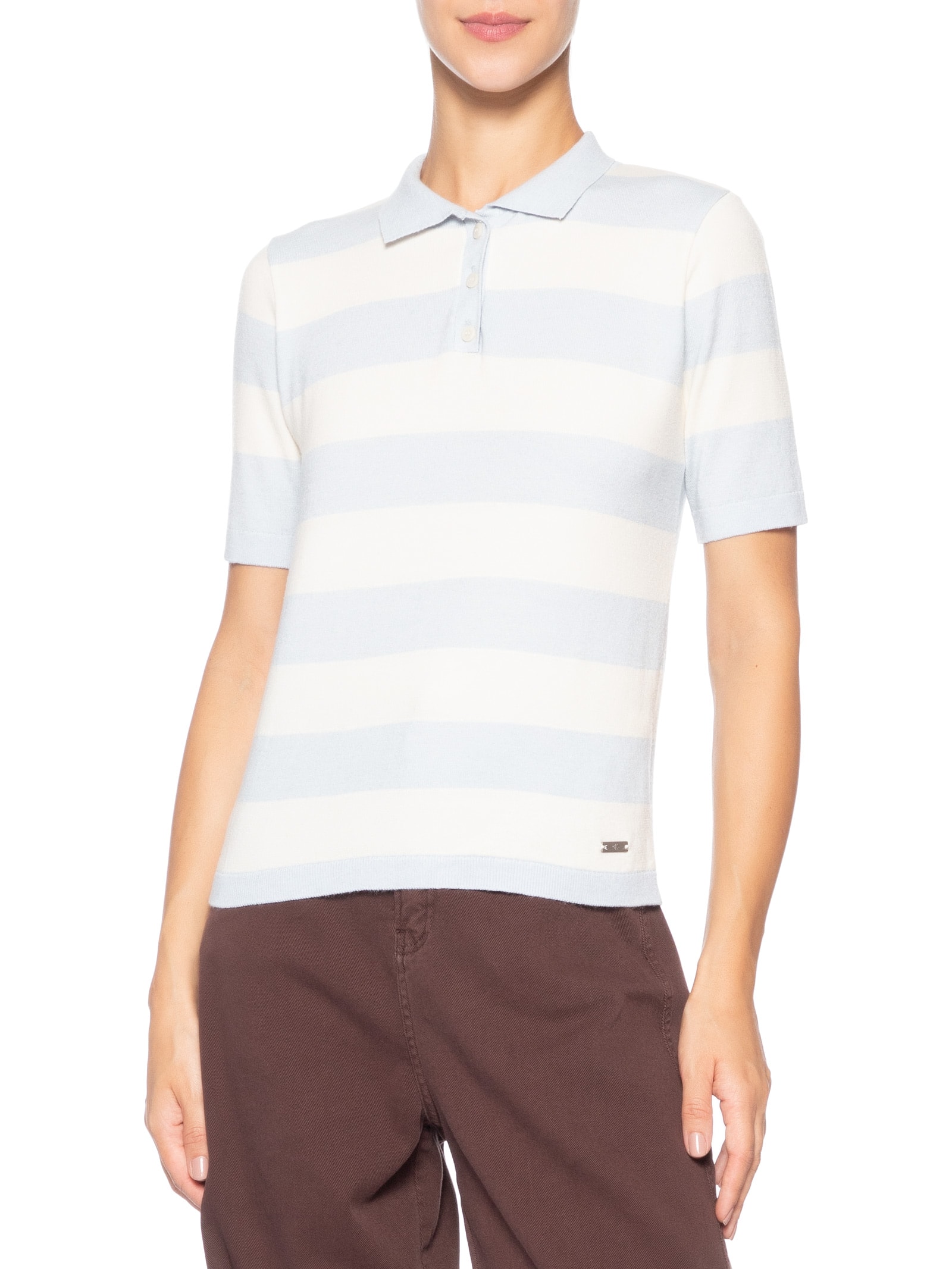 Polo Feminina De Tricot Listrada Off White Calvin Klein Jeans