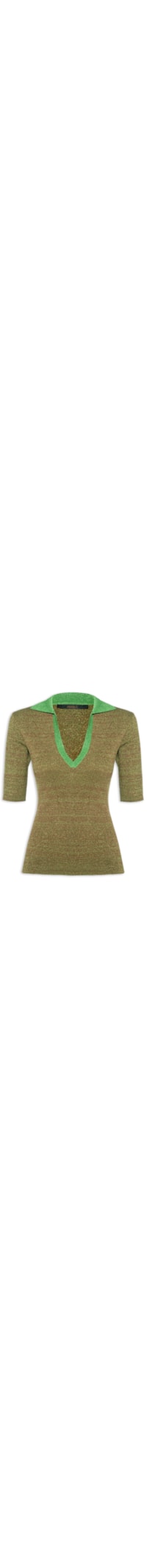 Polo Feminina Decote V Tricot - Verde