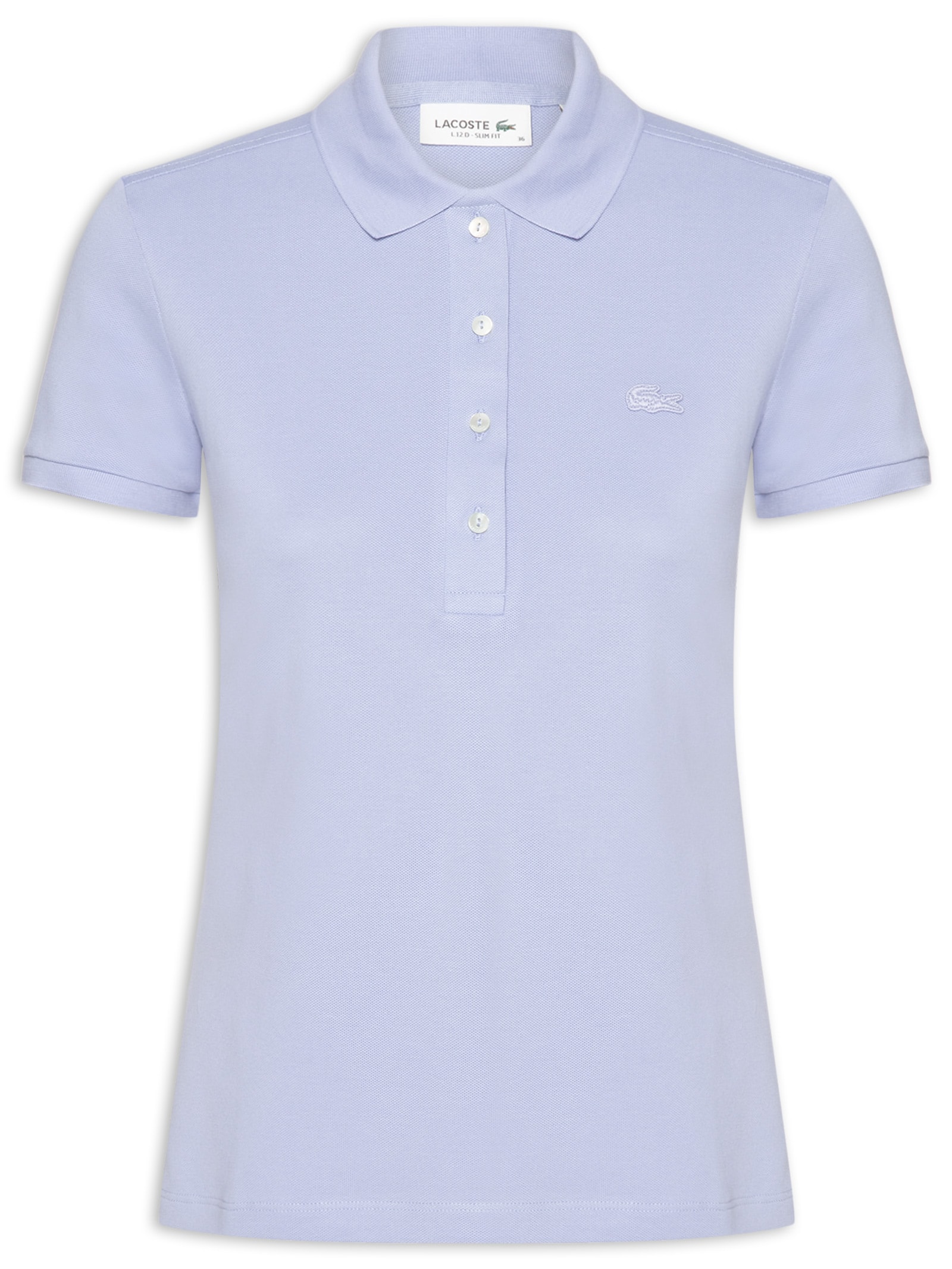 Polo Feminina Em Piquet De Algodão Azul Lacoste