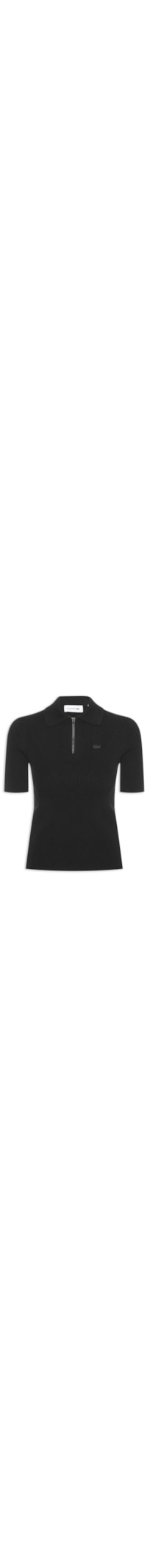 Polo Feminina Em Tricot Canelado 3d - Preto