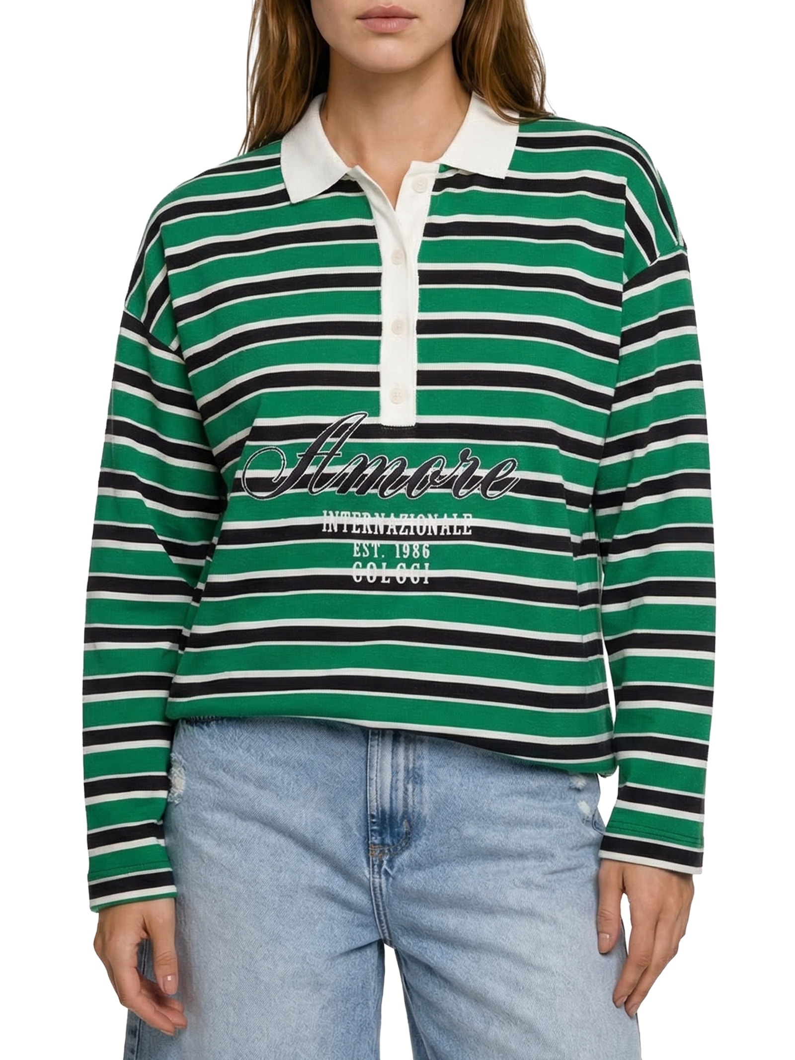 Polo Feminina Estampada Verde Colcci