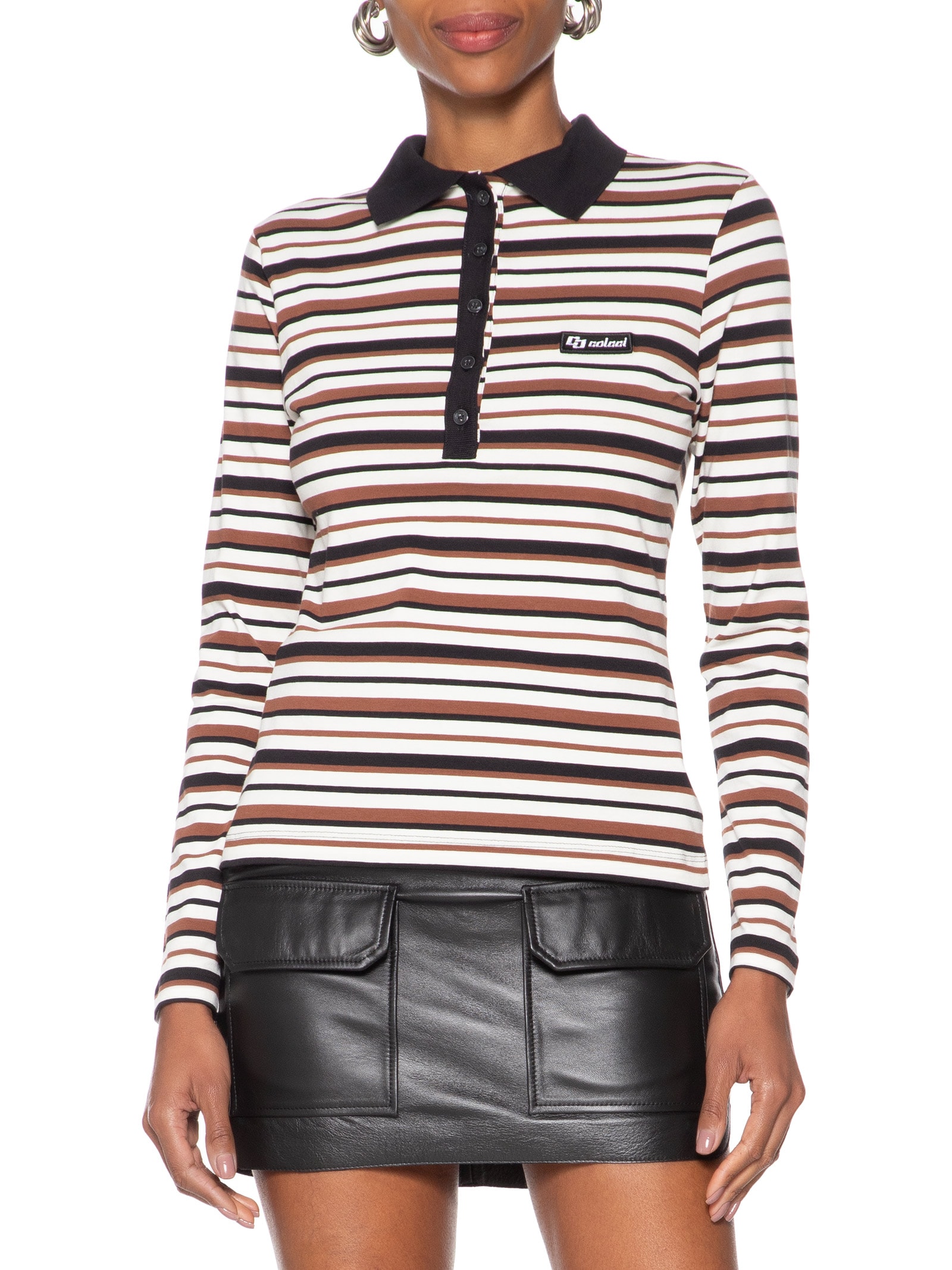Polo Feminina Listrada Marrom Colcci