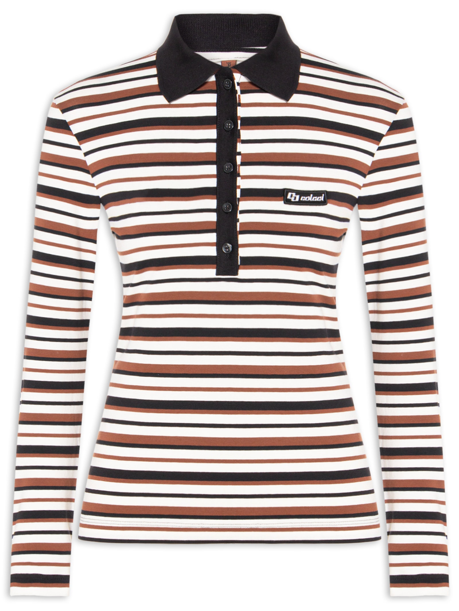 Polo Feminina Listrada Marrom Colcci