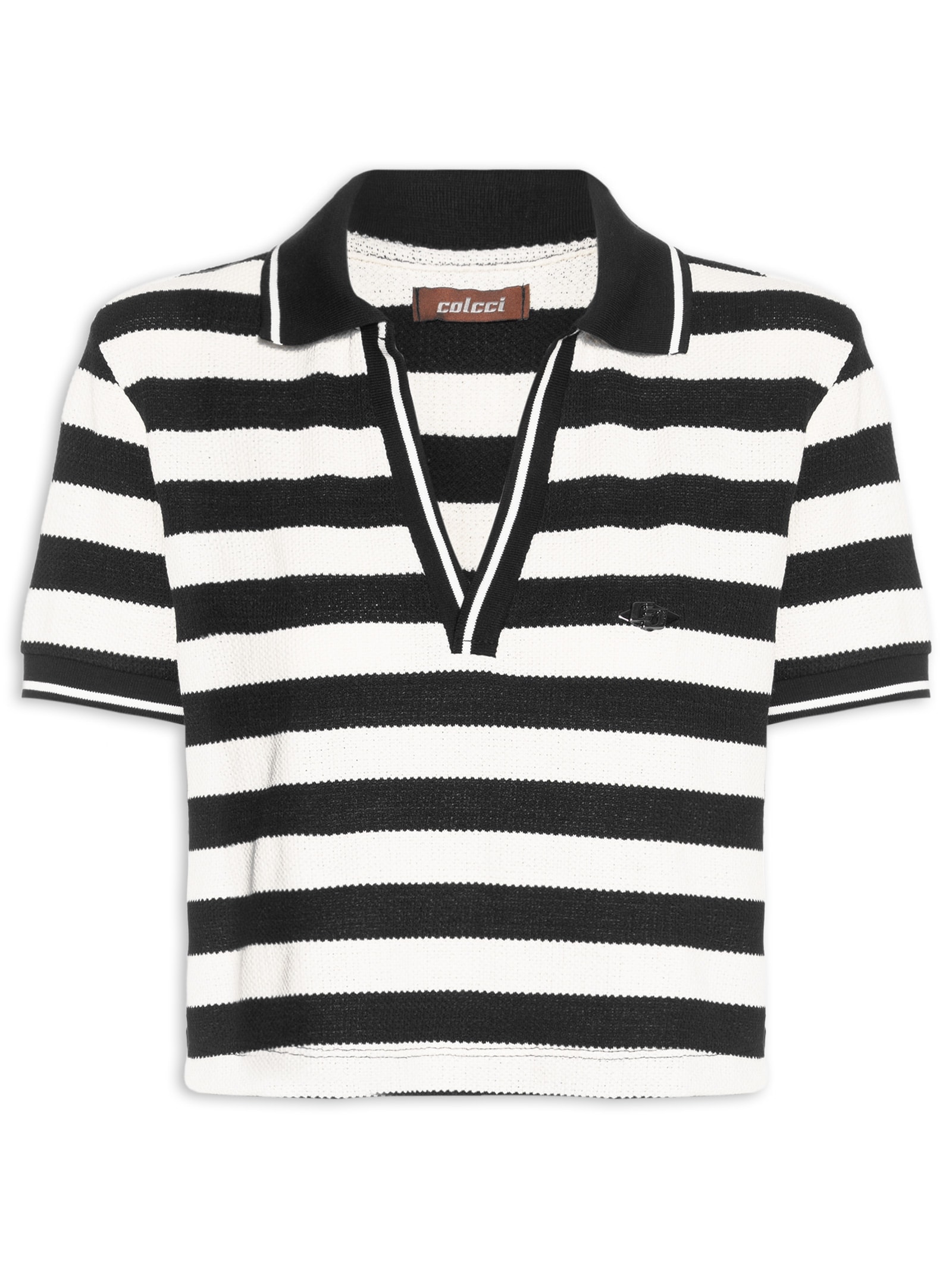 Polo Feminina Listrada Preto Colcci