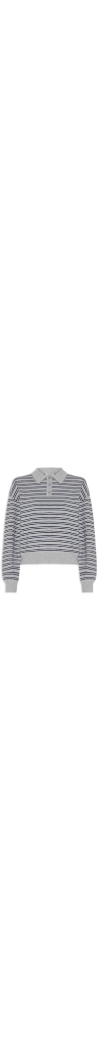 Polo Feminina Manga Curta Boxy Ls Knit - Cinza