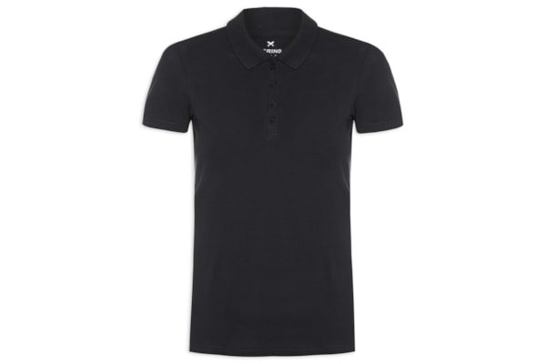 Polo Feminina Manga Curta - Preto