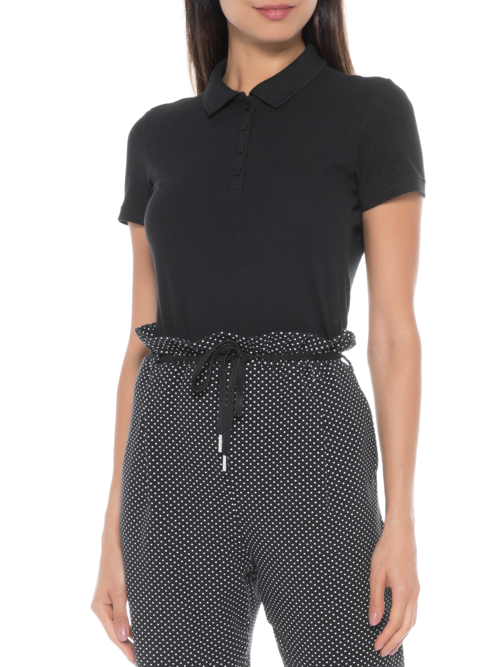 Polo Feminina Manga Curta Preto Hering