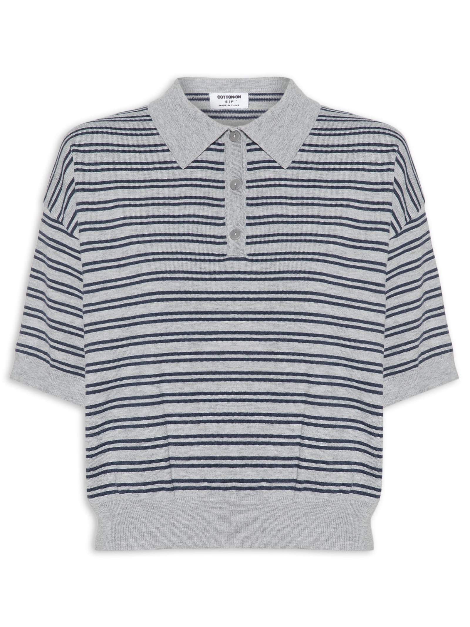 Polo Feminina Manga Curta Sara Ss Knit  Cinza Cotton On