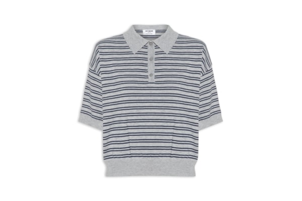 Polo Feminina Manga Curta Sara Ss Knit  - Cinza