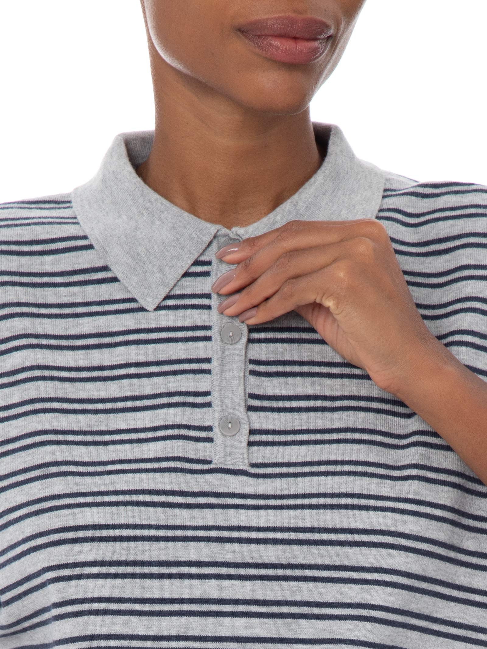 Polo Feminina Manga Curta Sara Ss Knit  Cinza Cotton On