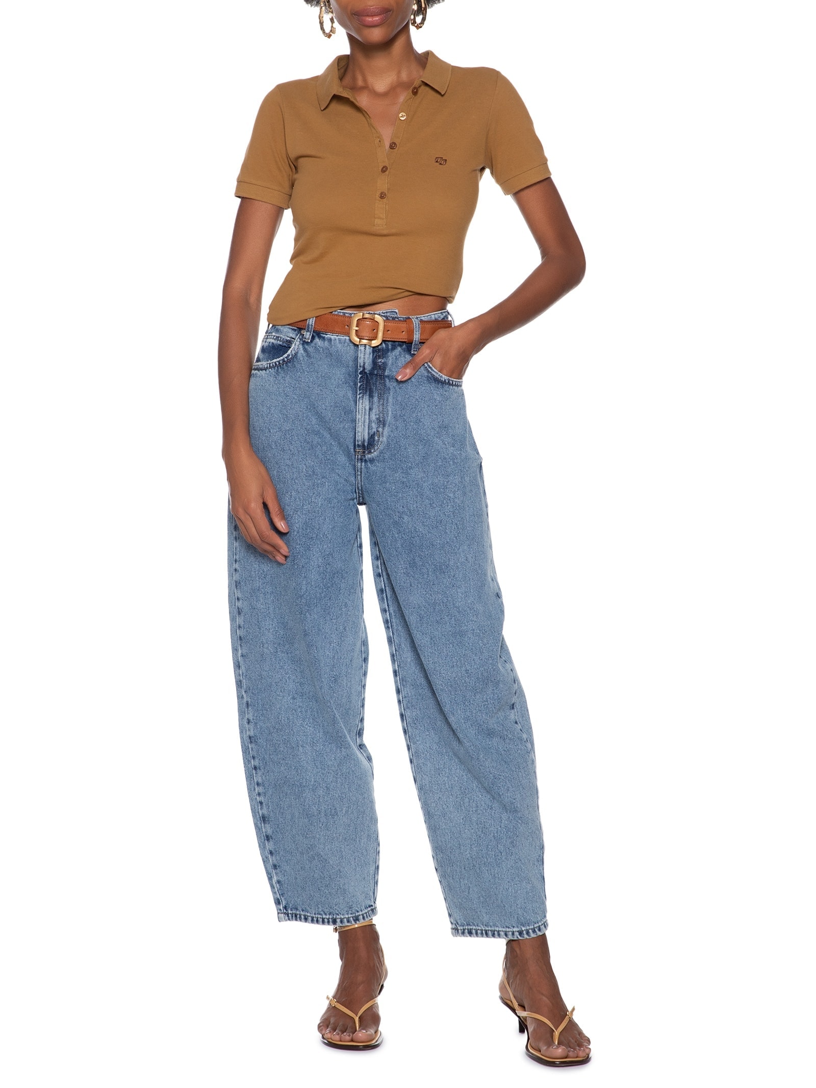 Polo Feminina Marrom Colcci