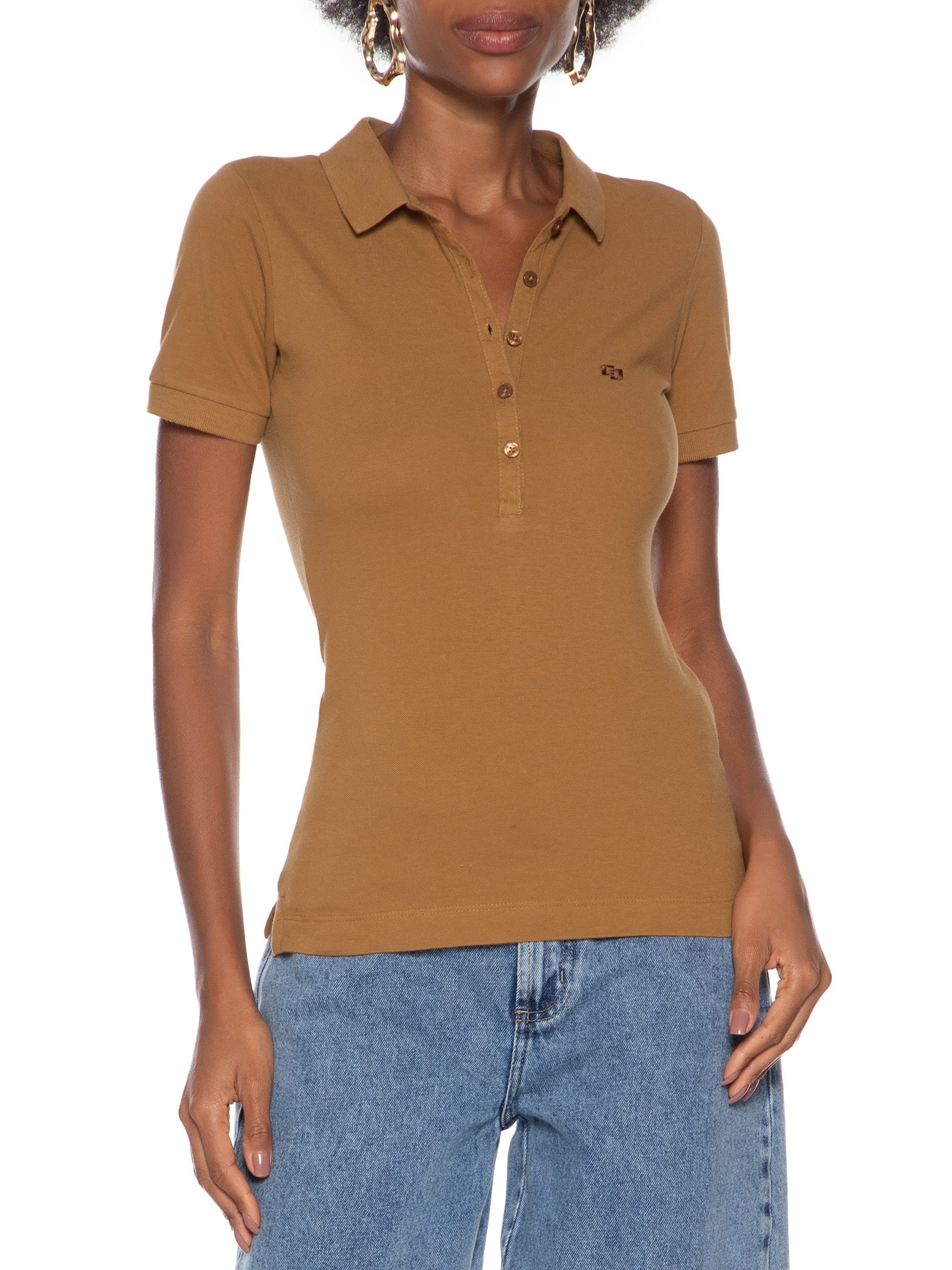 Polo Feminina Marrom Colcci