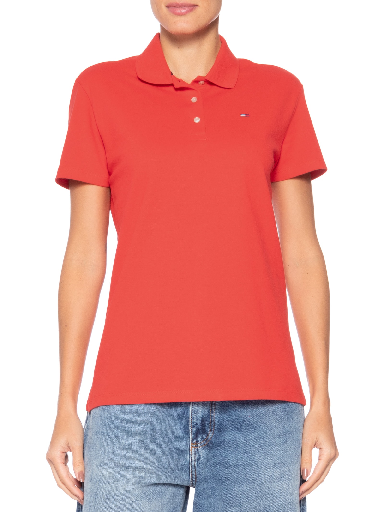 Polo Feminina Original Basic Vermelho Tommy Jeans